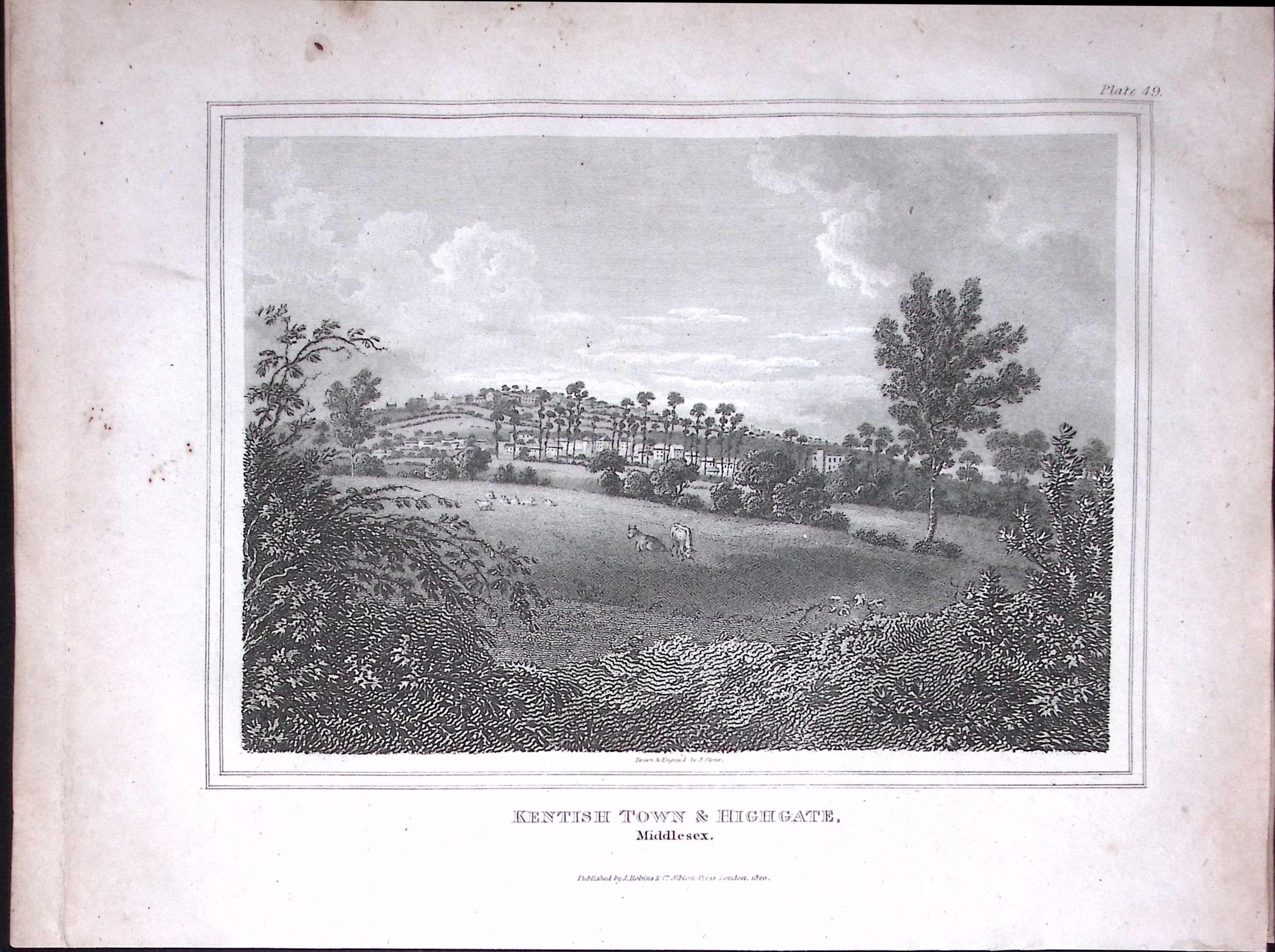 London Kentish Town & Highgate 176 Years-Old  Antique Engraving-4-TR