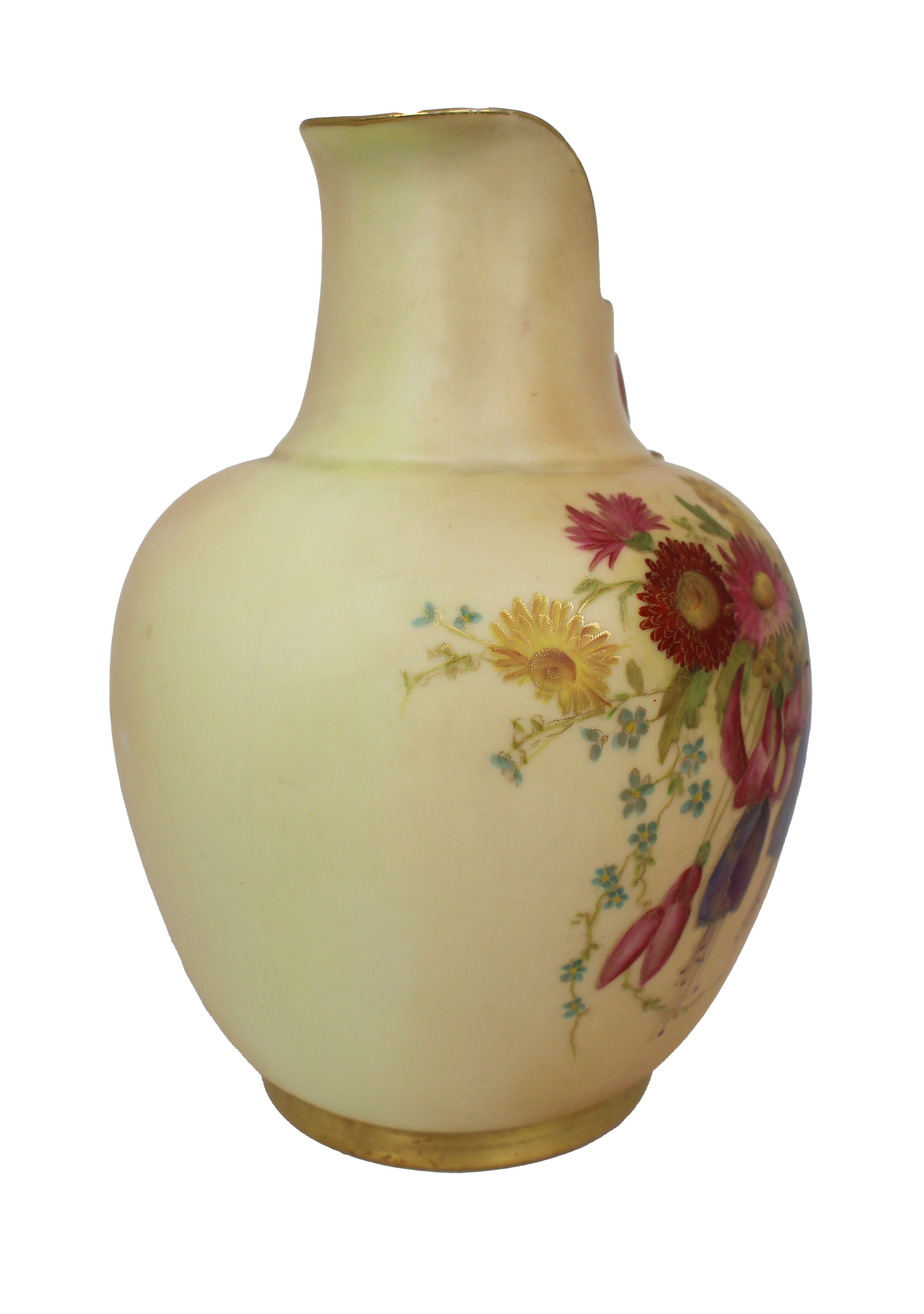 Antique Royal Worcester Blush Ivory Ewer, Hand-Painted Porcelain, 1896