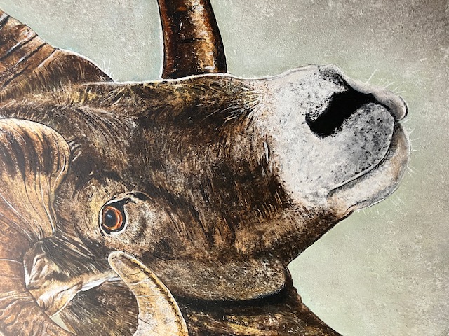 2 Ram Oil Paintings On Canvas. Artist Is Miranda Assink