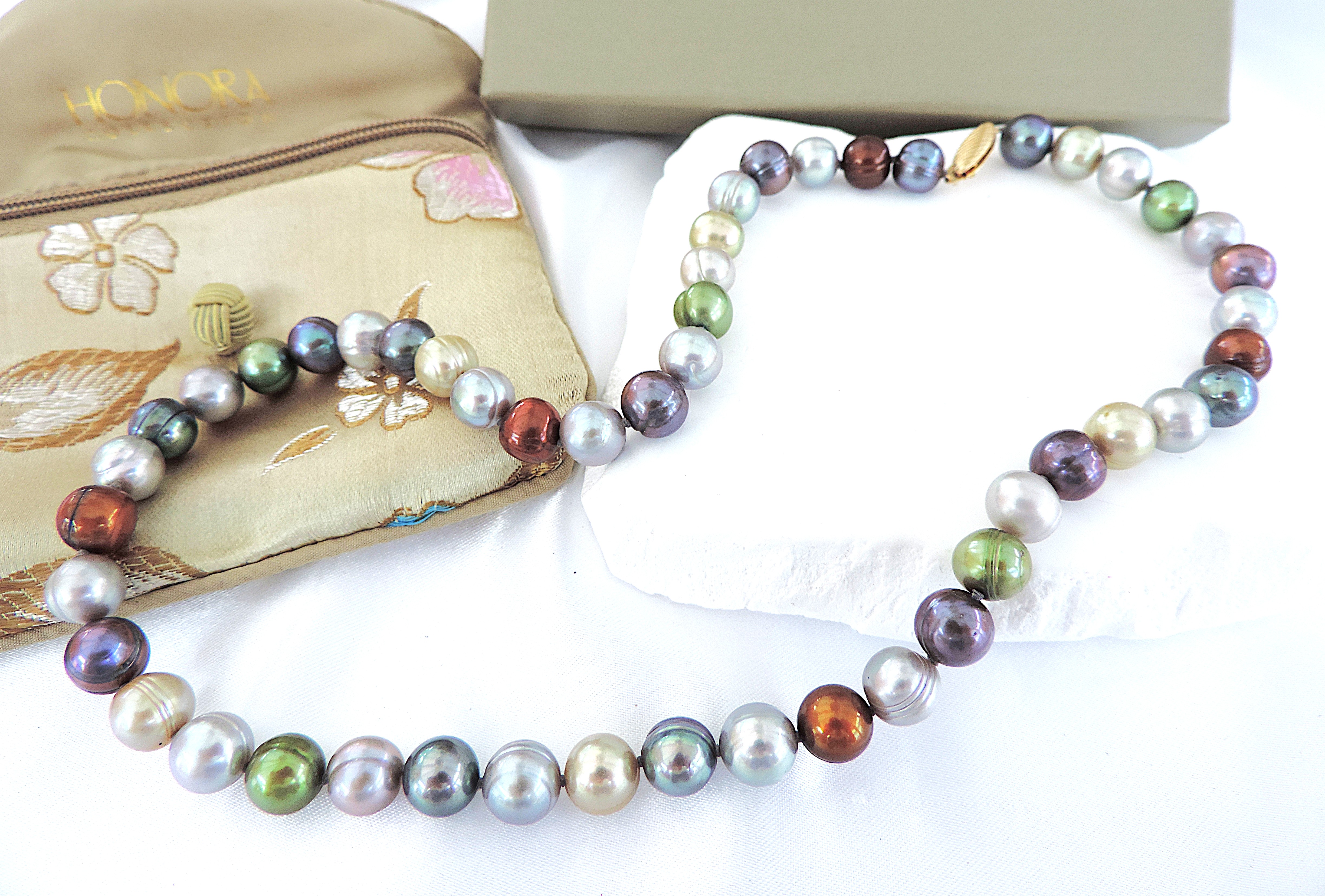 Honora 14k Gold Multi-Colour Freshwater Pearl Necklace New with Box