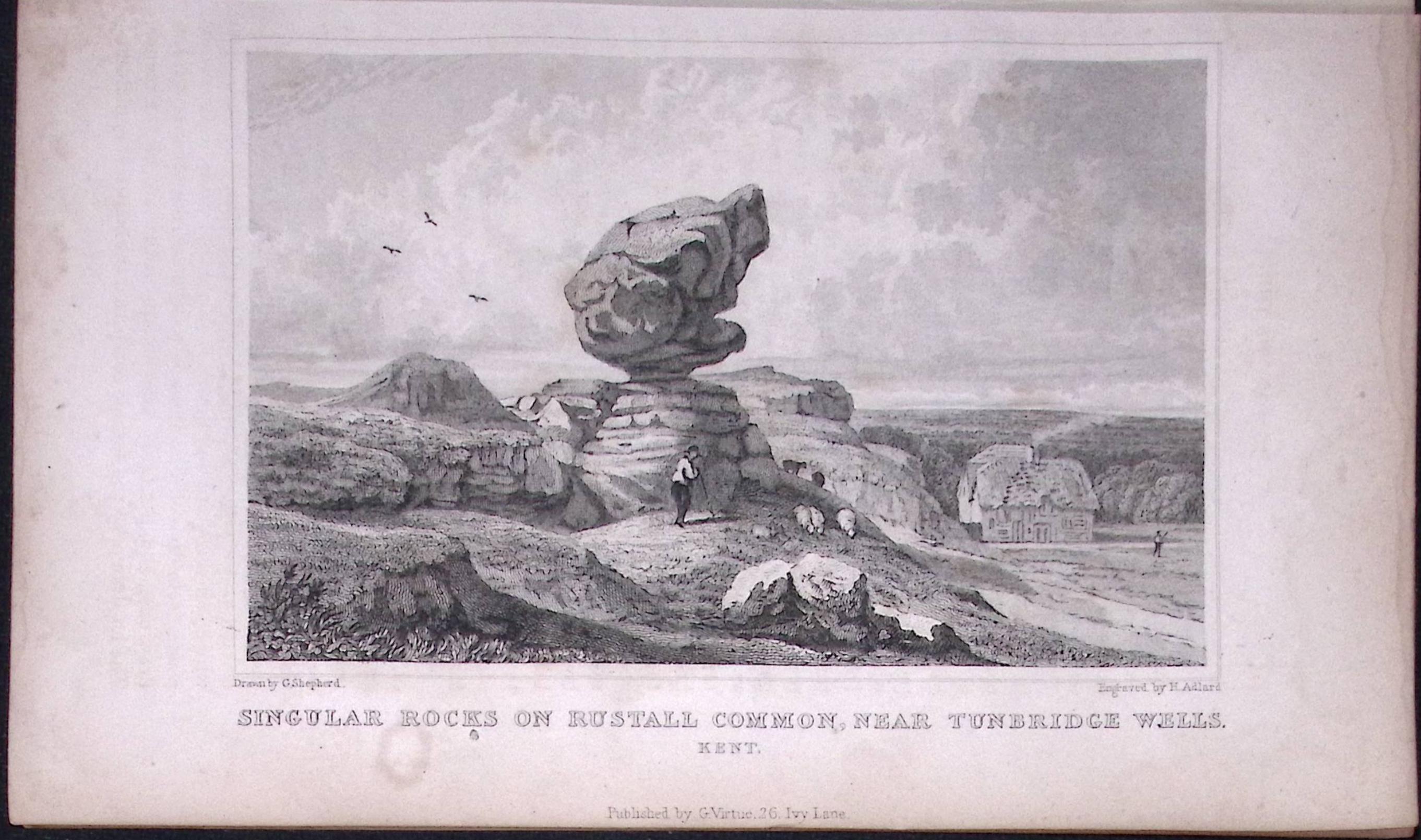 Tunbridge Wells Singular Rocks Kent 1829 Antique 197 Years-Old Steel Engraving-22