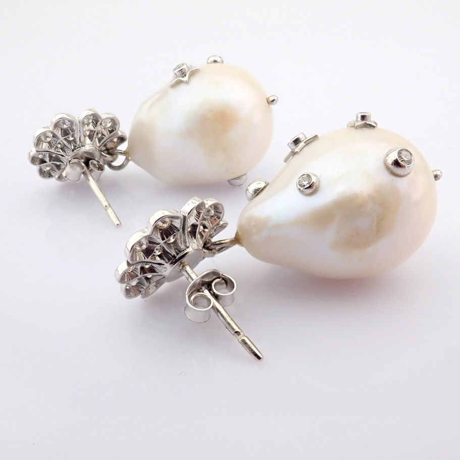 Natural Diamond 14K White Gold Earring