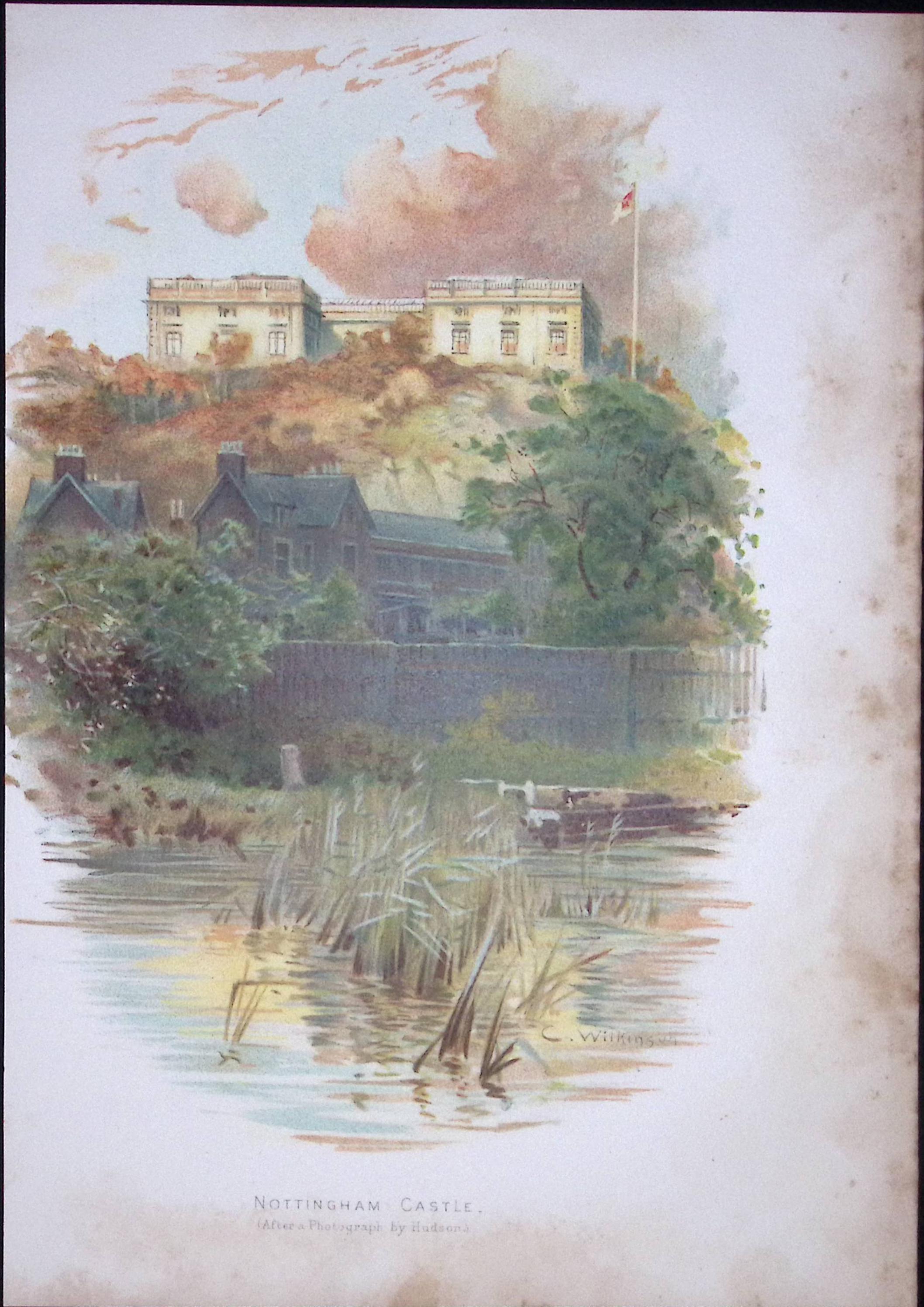 Nottingham Castle Antique Coloured Chromolithograph 13-TR