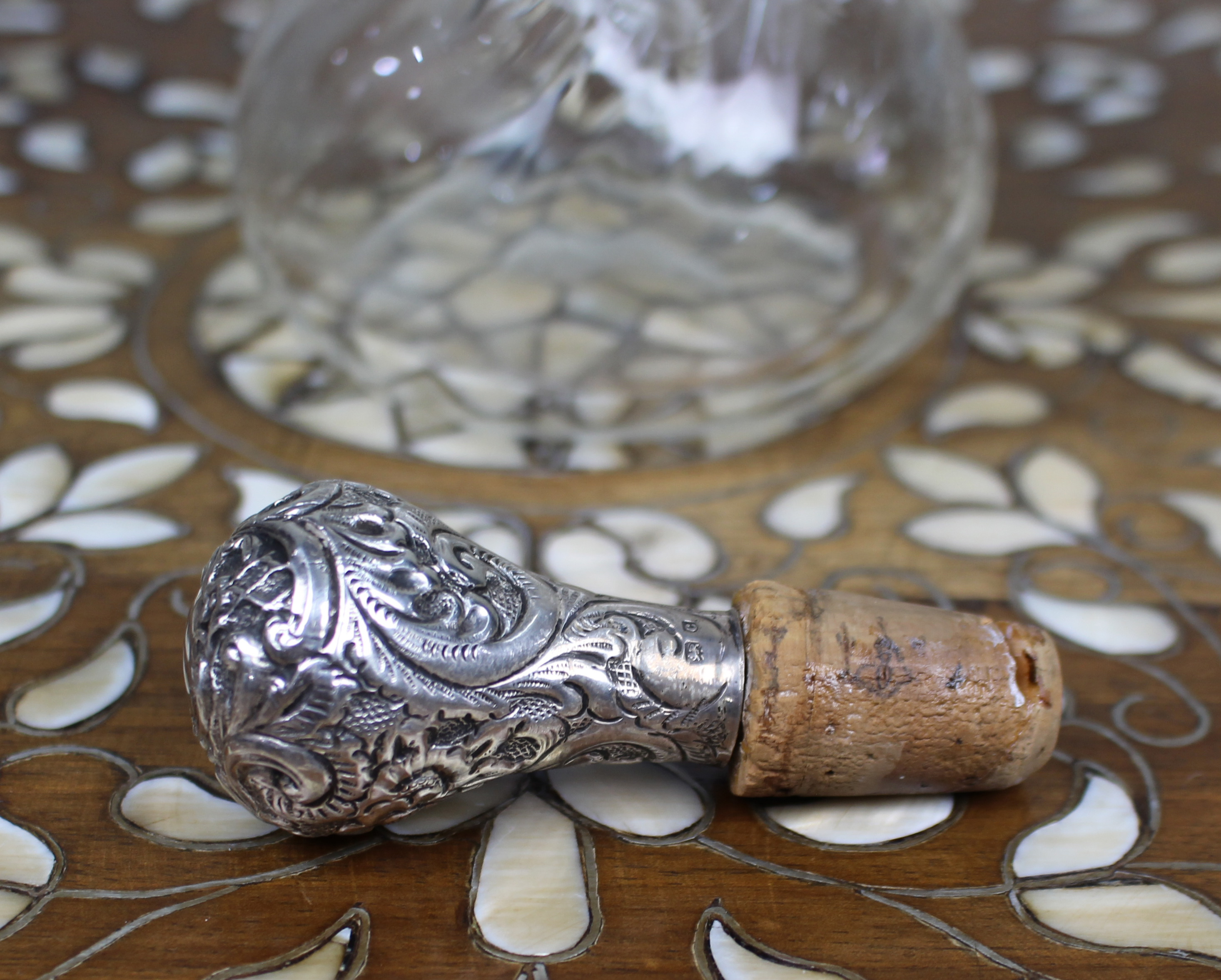 Antique Silver Mounted Crystal Decanter