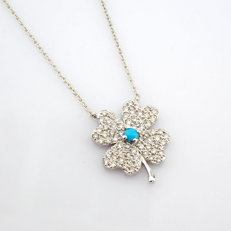 Natural Diamond 18K White Gold Necklace