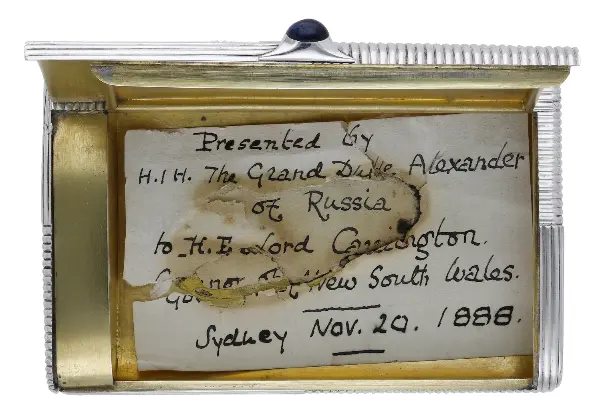 Royalty A Russian Imperial silver presentation cigarette and vesta case, by Nicholls & Plincke,