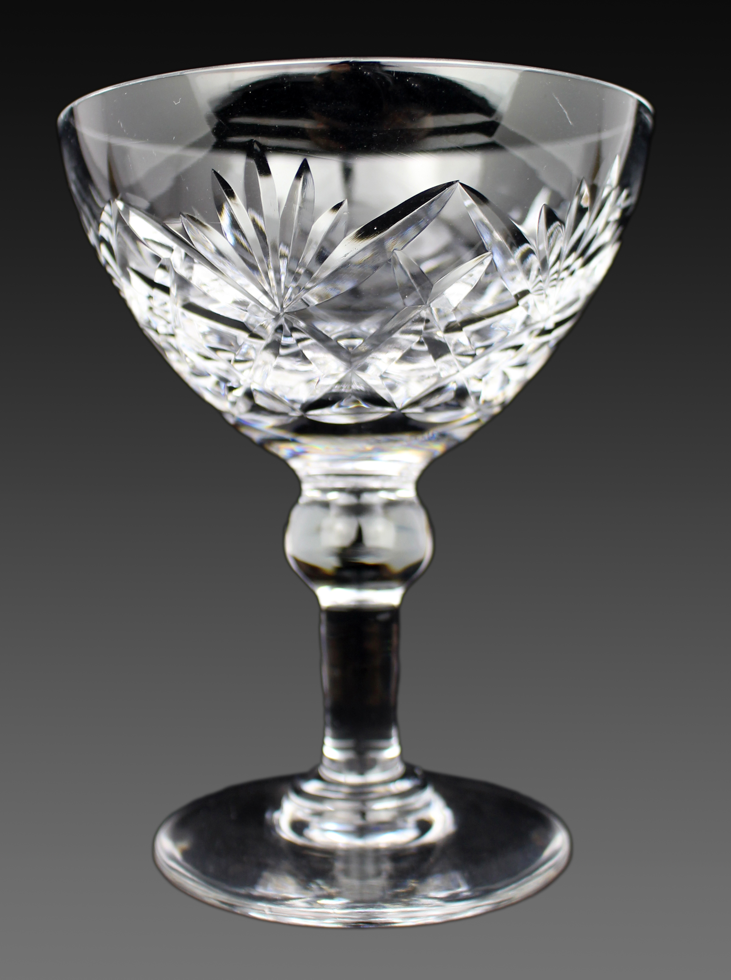 Set of 6 Vintage Mid Century English Cut Crystal Champagne Saucers