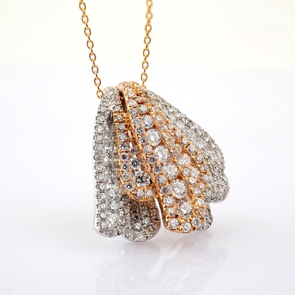 Natural Diamond 18K Rose & White Gold Necklace