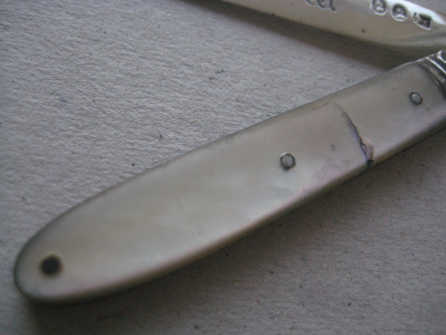 Rare George III Double Duty Marked Silver Bladed Folding Fruit Knife