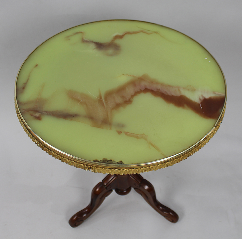 Vintage Tripod Table with Simulated Onyx Top