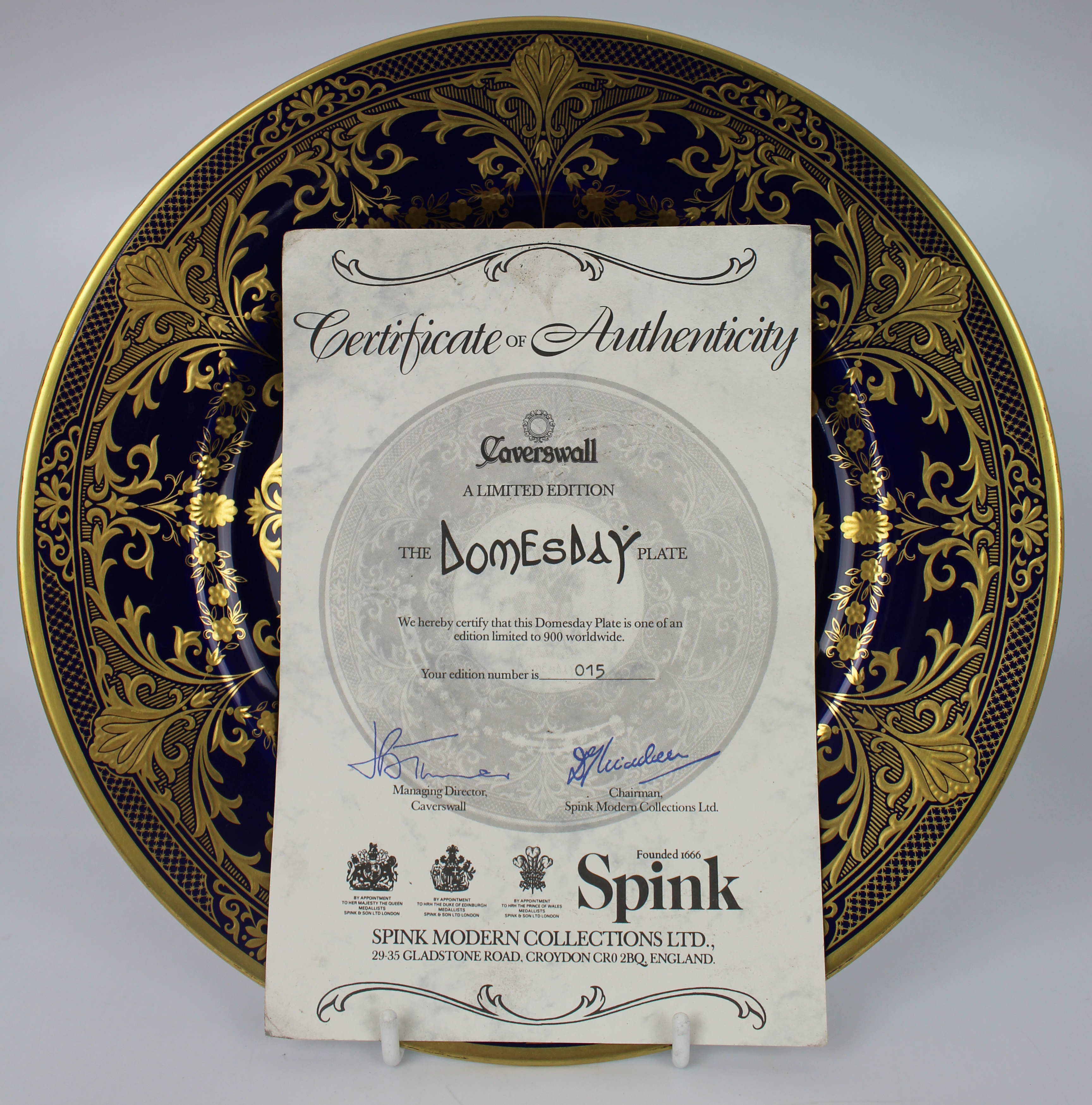 Caverswall Limited Edition "Domesday" Plate Cobalt Blue & Gilded