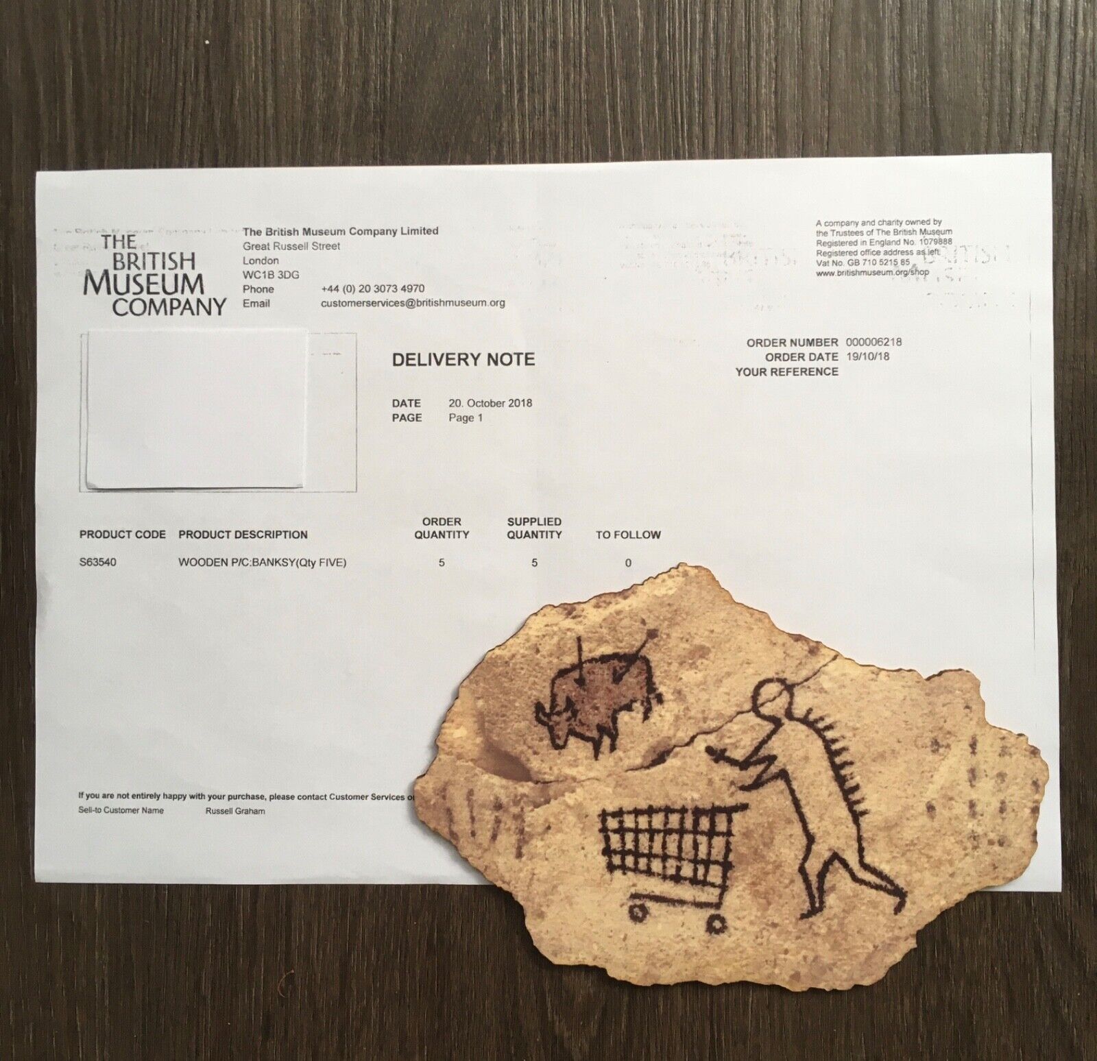 Banksy (b1974) ‘Peckham Rock - Shopping Trolleys’, Ist Ed, Cork Wooden Postcard, Authentication,2018