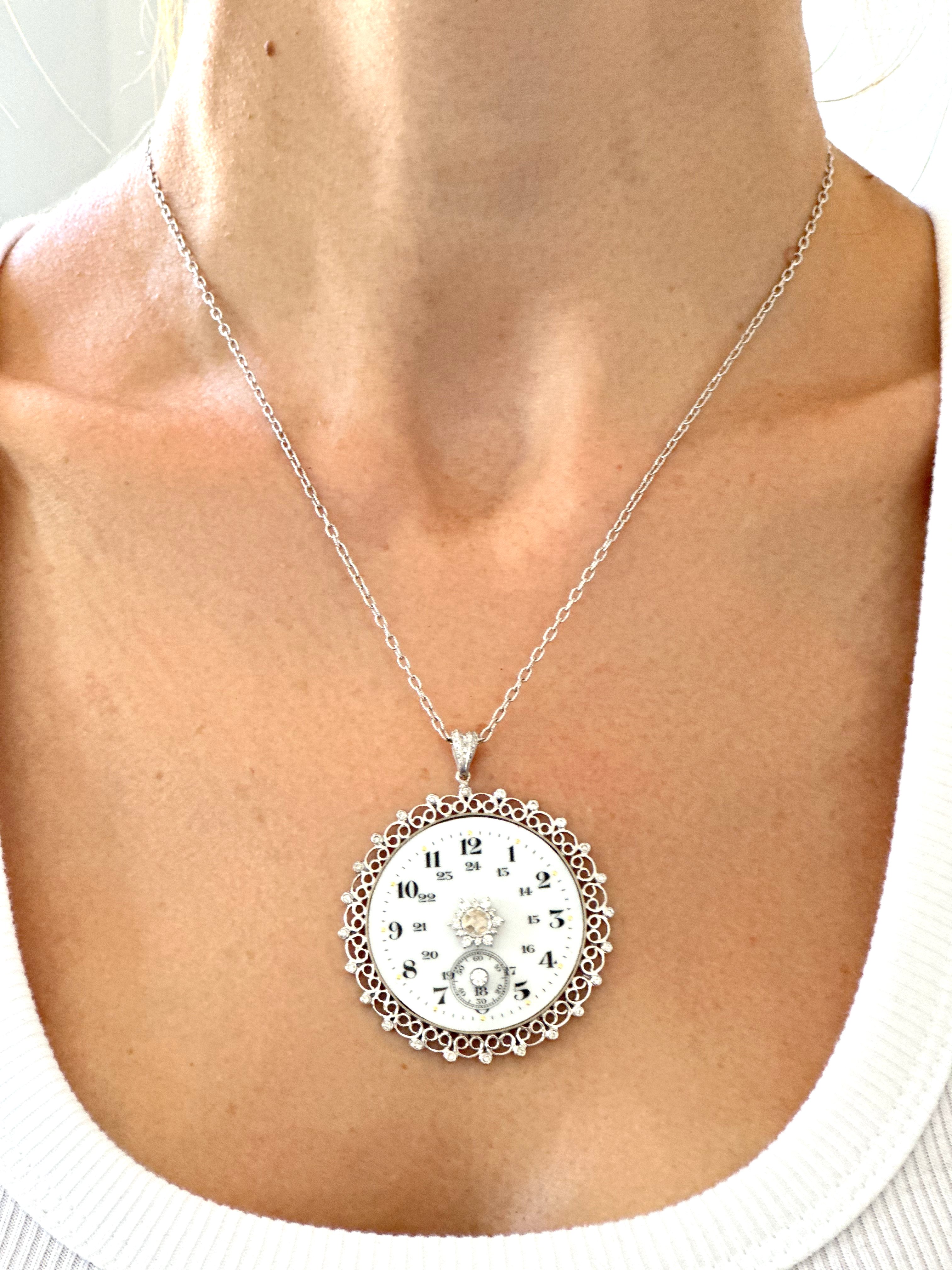 Natural Diamond 14K White Gold Necklace
