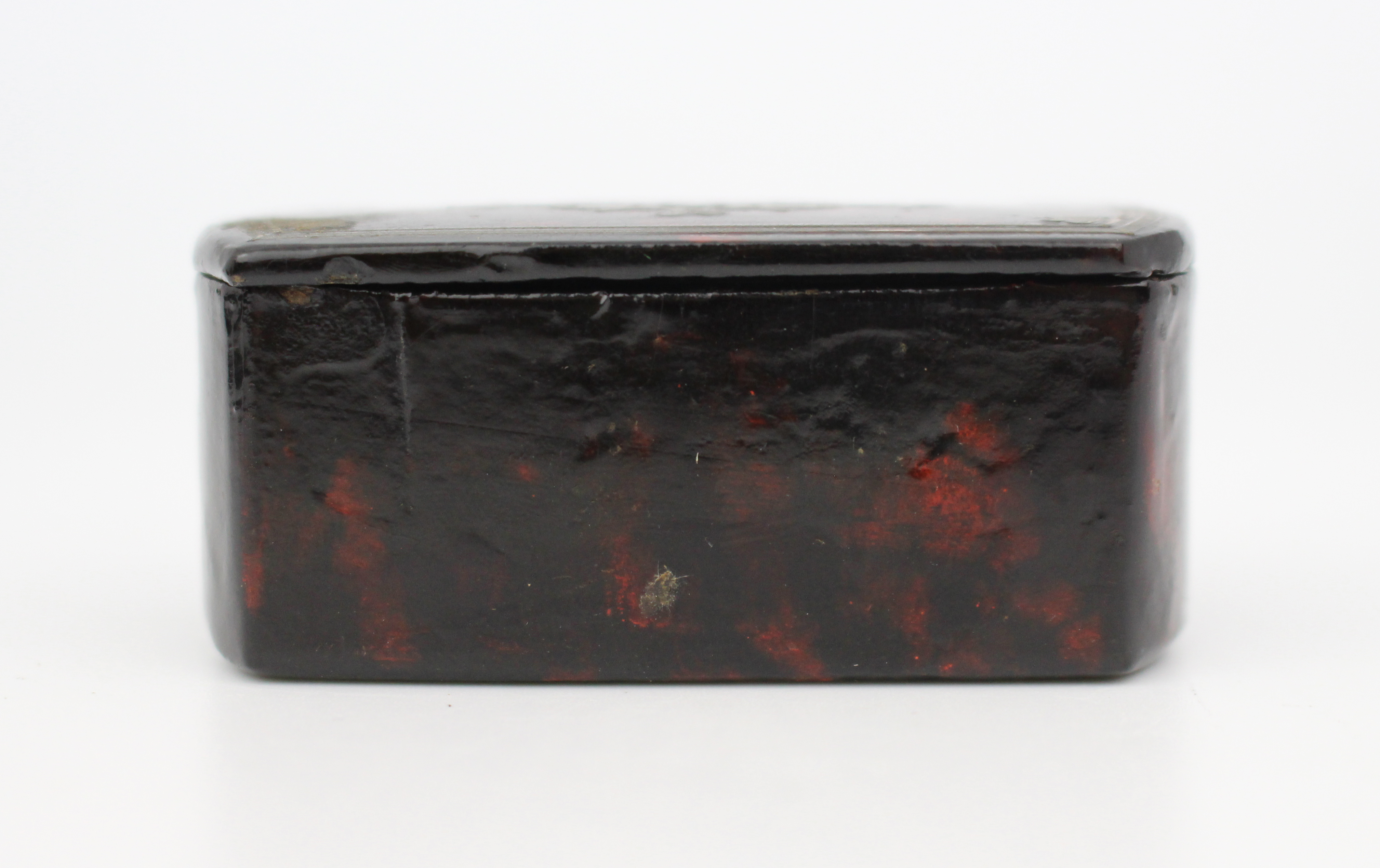 Early 19th Century Papier-Mâché Snuff Box with Silver Inlay, c.1820