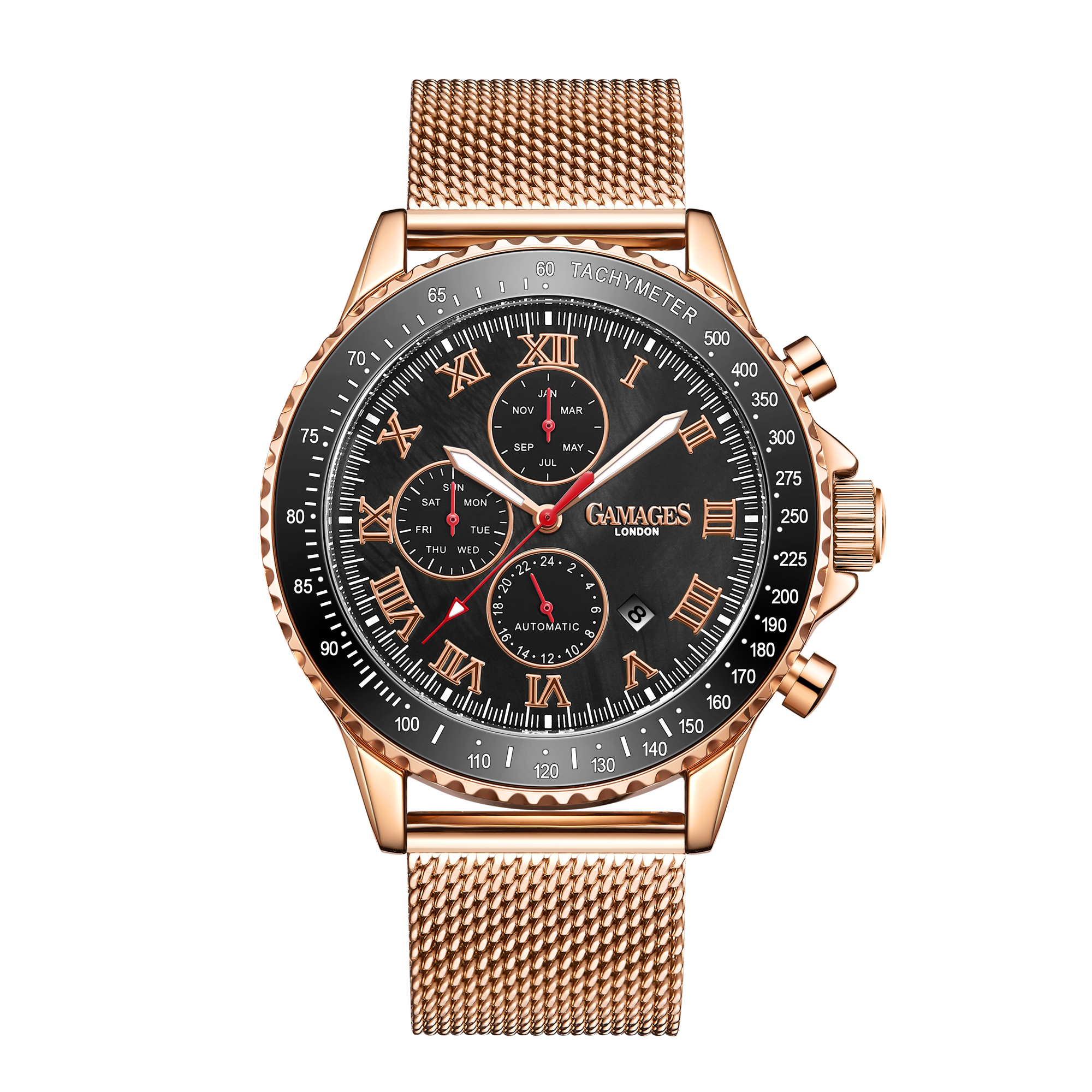 GAMAGES OF LONDON Hand Assembled Pinnacle Automatic Rose Black- 5 Years Warranty and Free Delivery