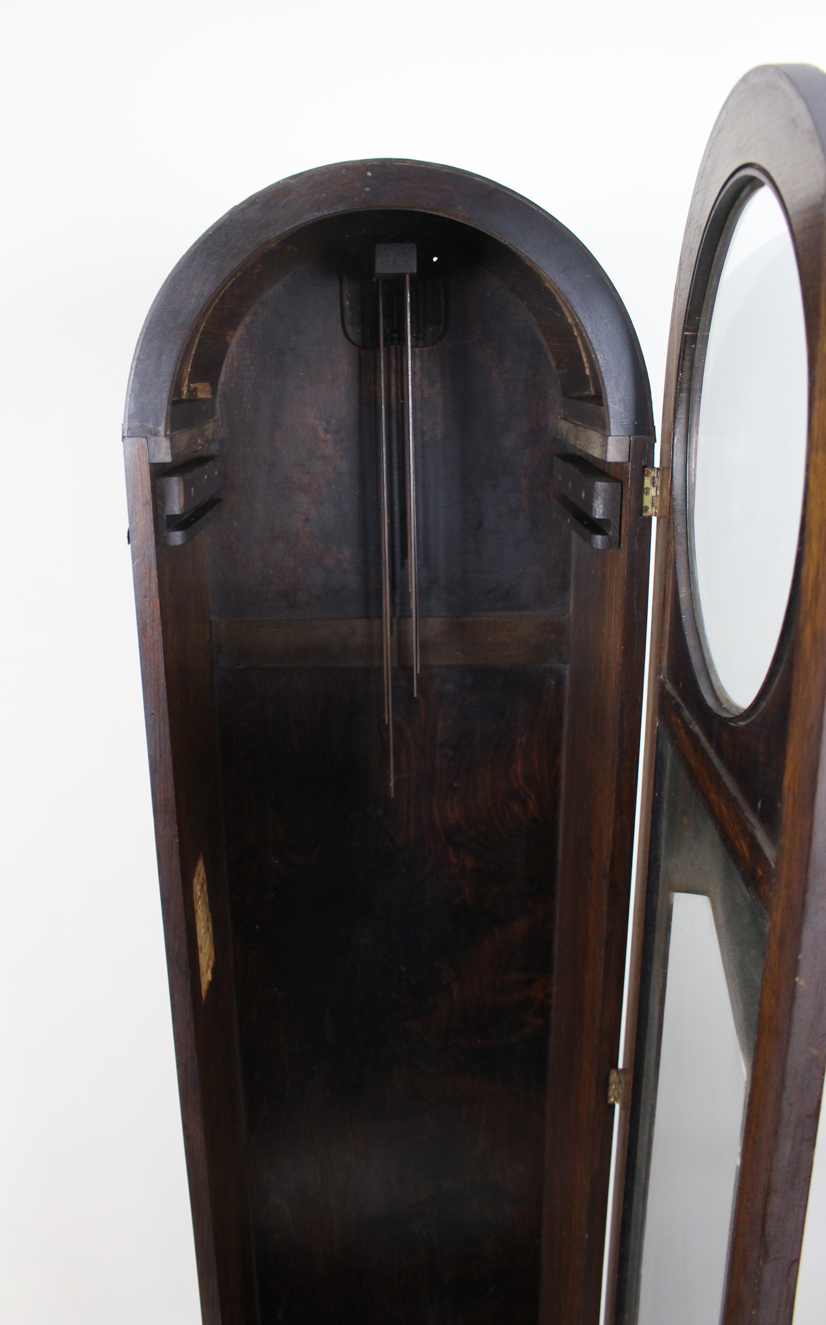 Art Deco Longcase Clock – For Restoration – Chrome Dial & Triple Weight Movement
