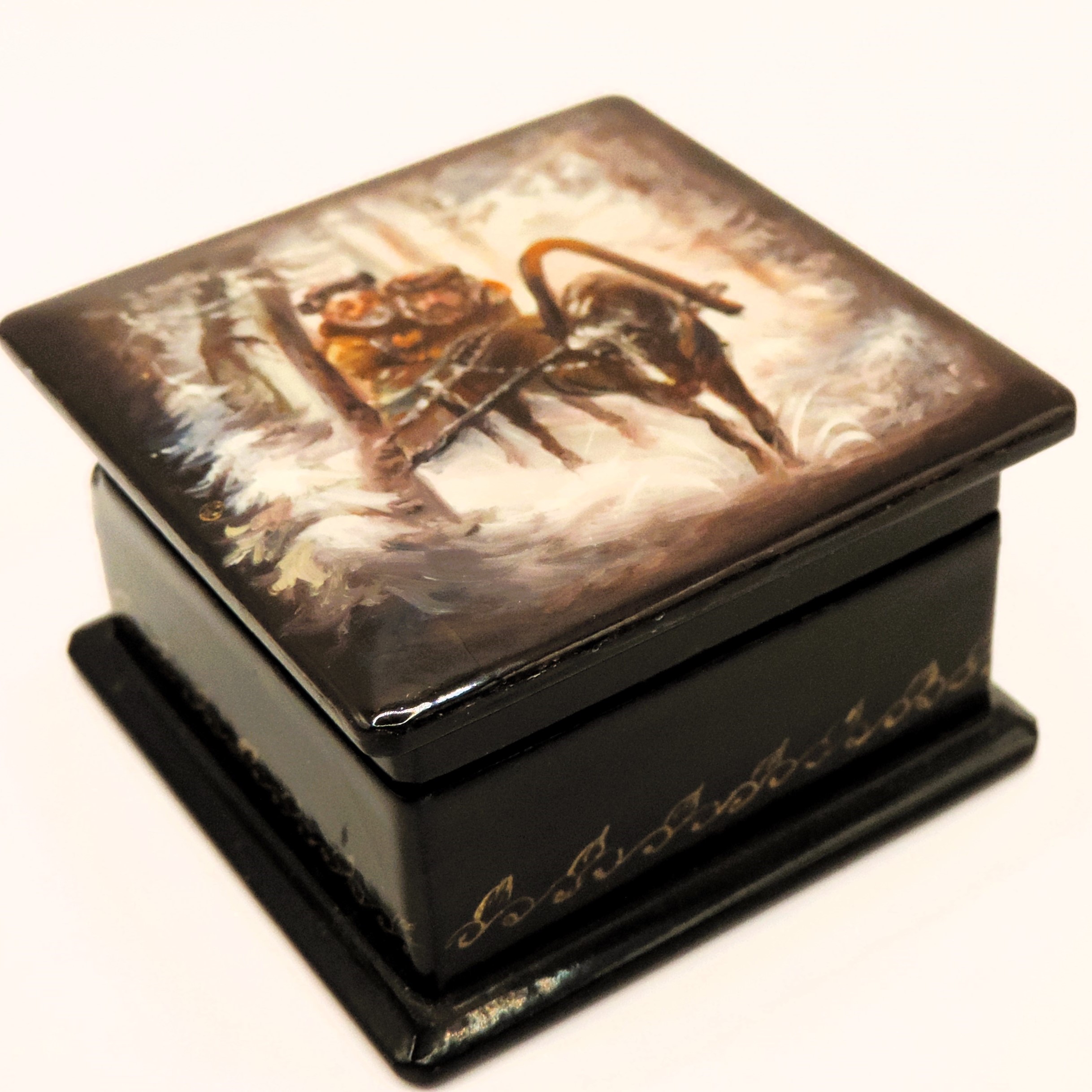  Vintage Russian Hand Painted Lacquer Box