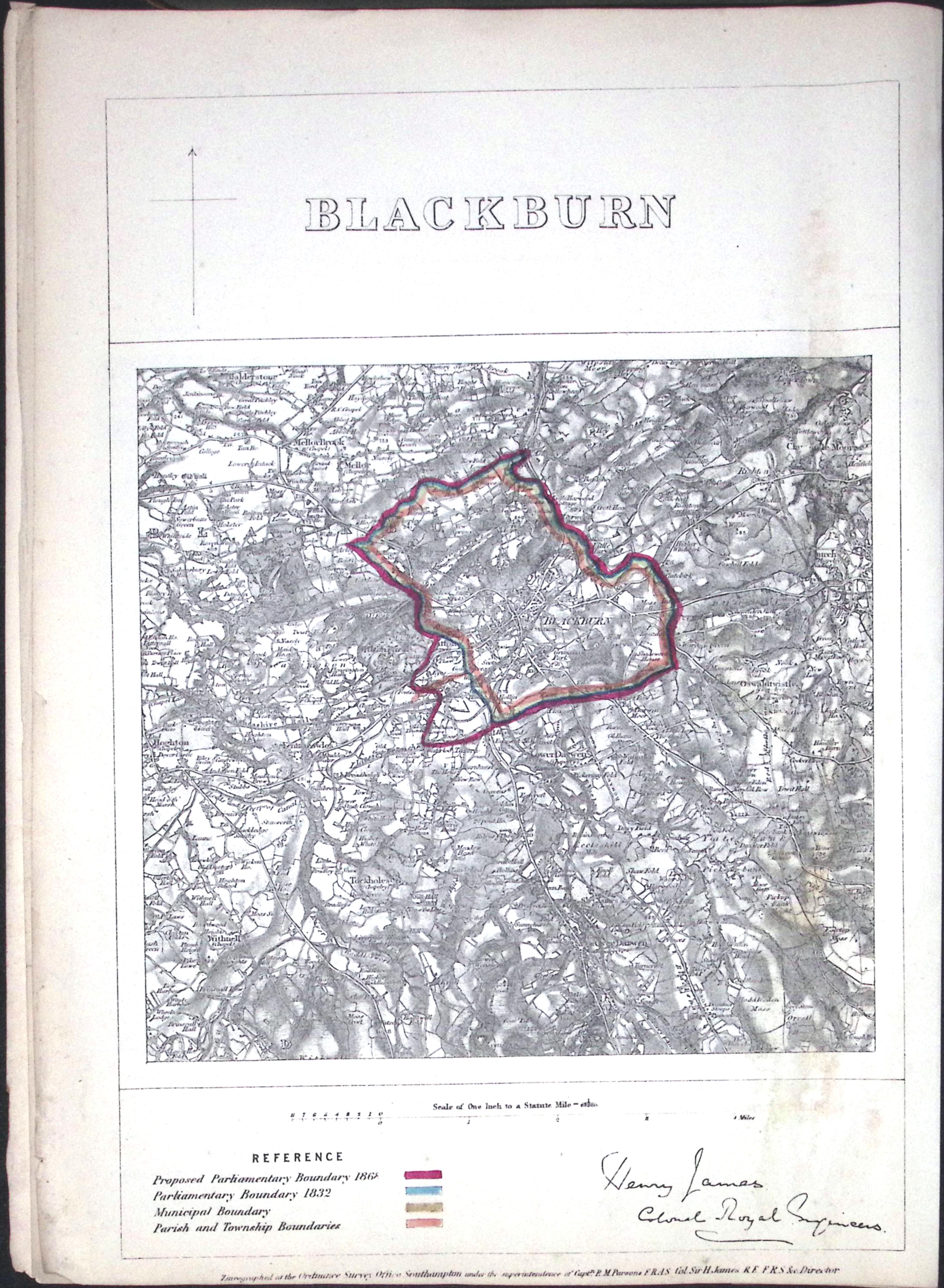 Blackburn Lancashire Boundary Commission 157-Year-Old Antique Map.