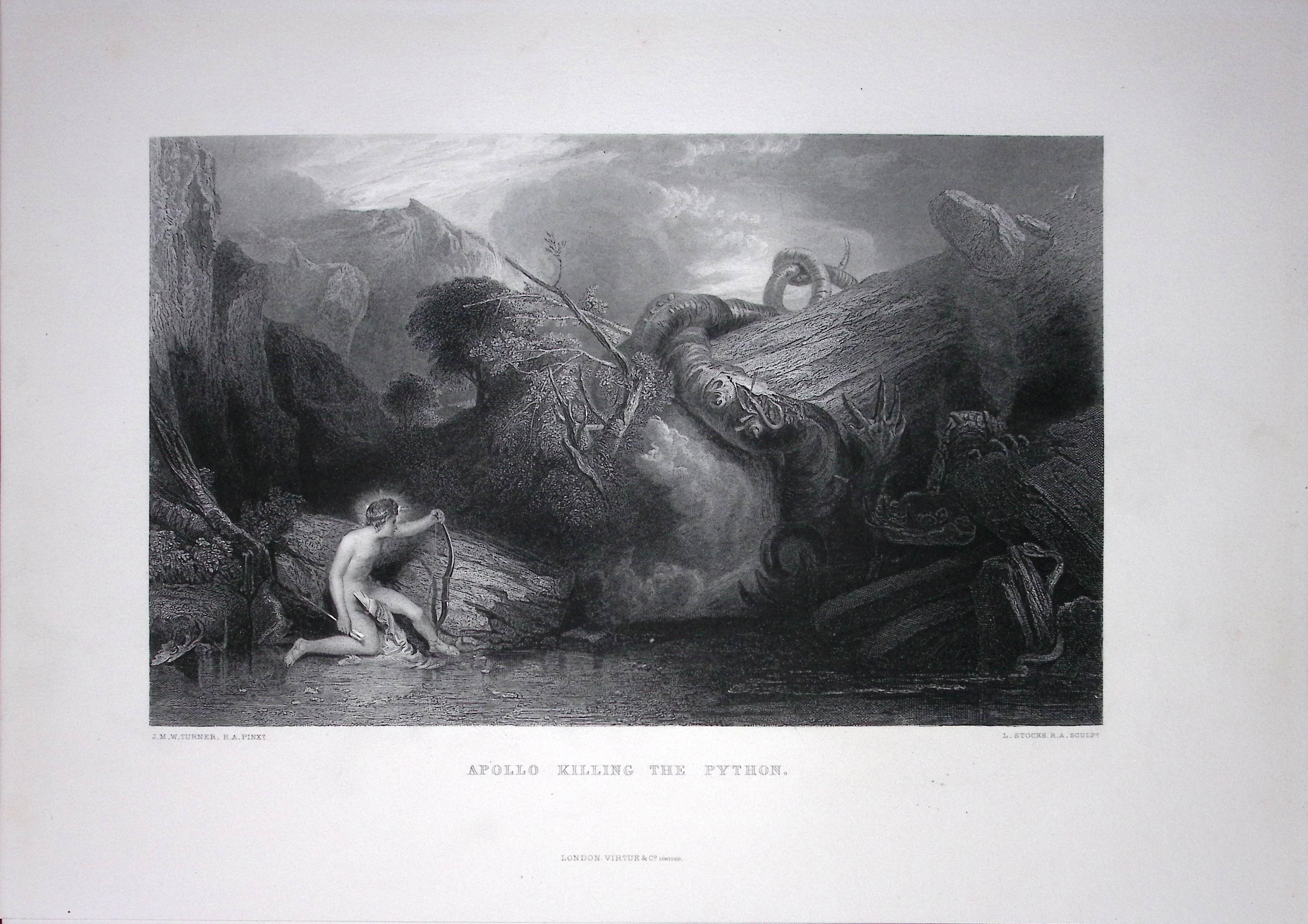 J.M.W Turner Apollo Killing The Python Antique Steel Engraving-66-TR