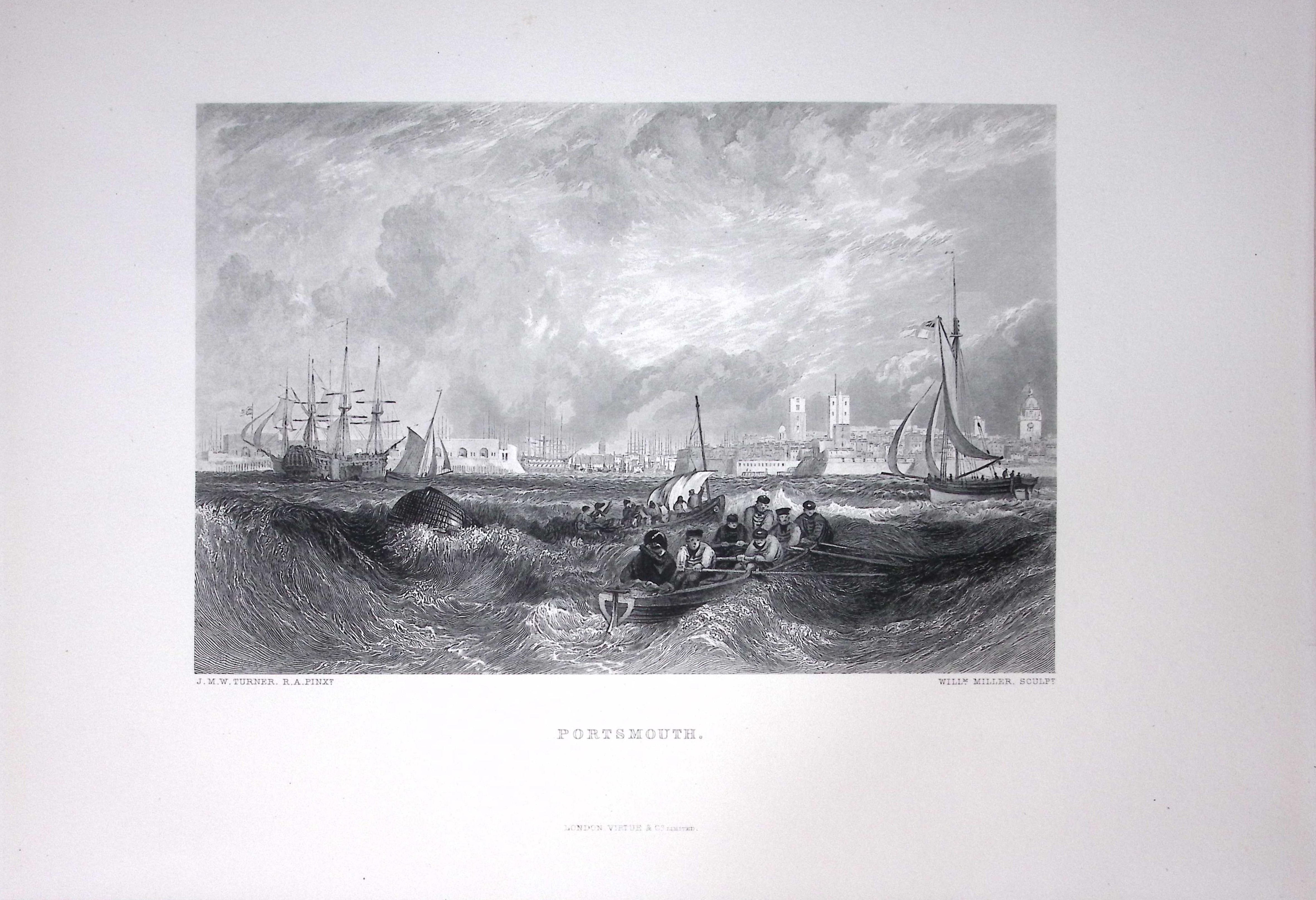 J.M.W Turner View of Portsmouth Antique Steel Engraving-47-TR