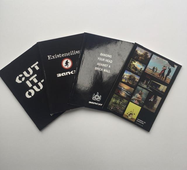 BANKSY (British b.1974) 3 Self Published Books 1st Edition 2001 - 04  &  Banksy Crude Oils Postcards