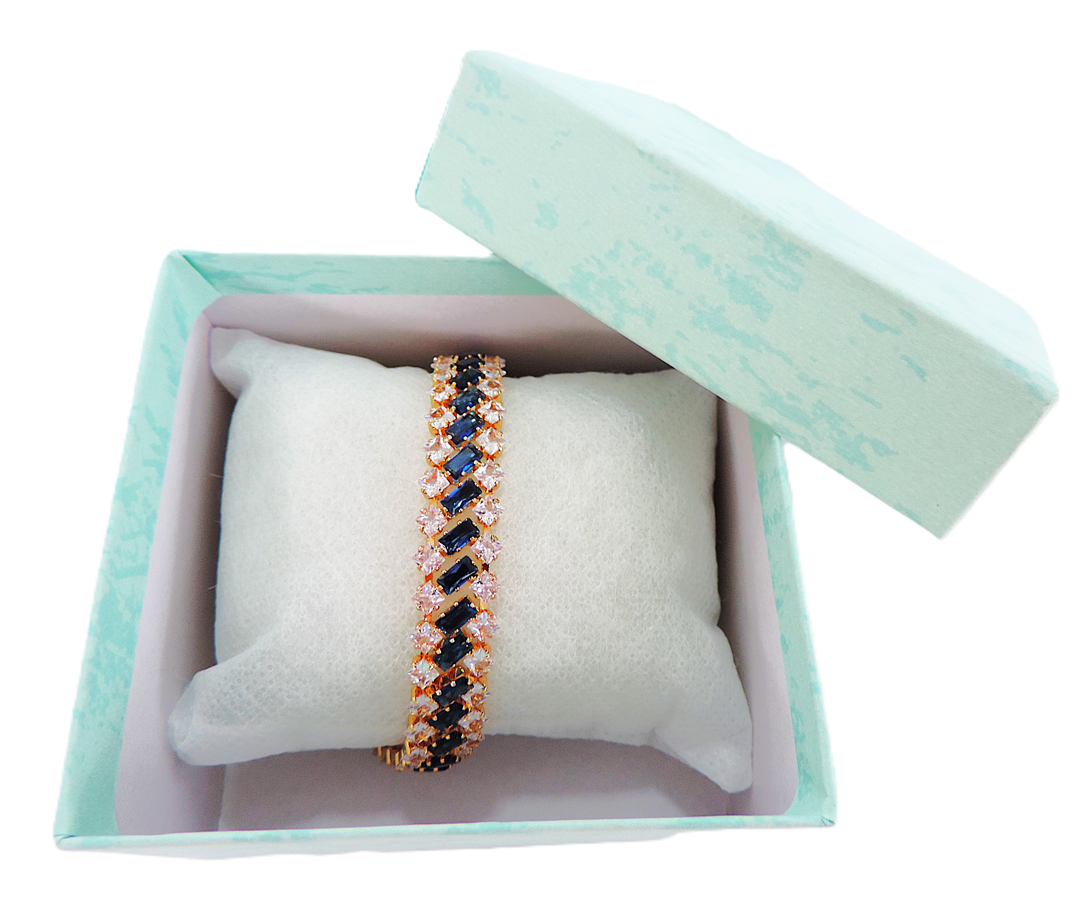 Orrevé Art Deco Style Blue & White Crystal Cocktail Bracelet 'New with Gift Box'