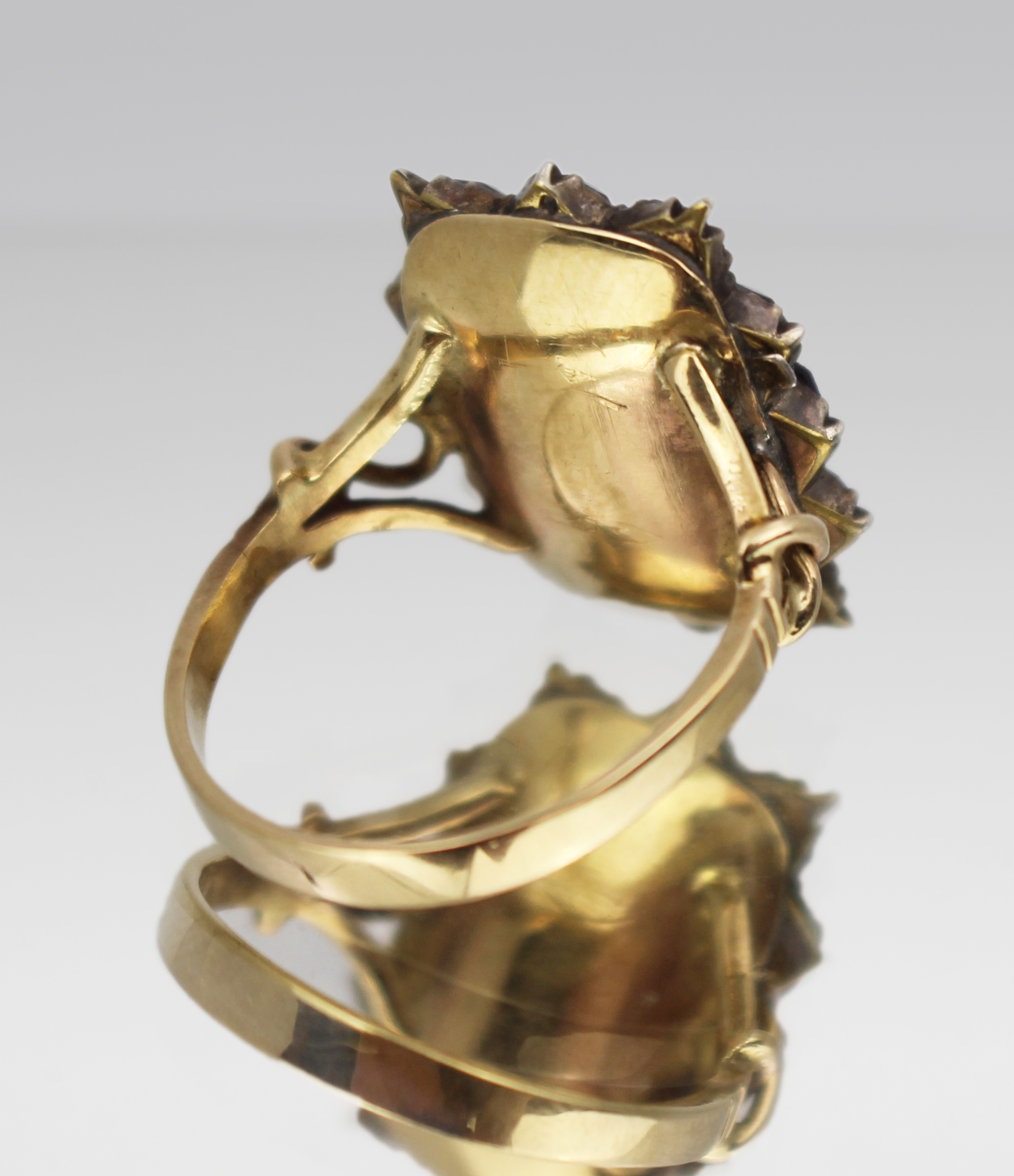 Victorian Mourning Ring with Purple Glass Stones c.1860