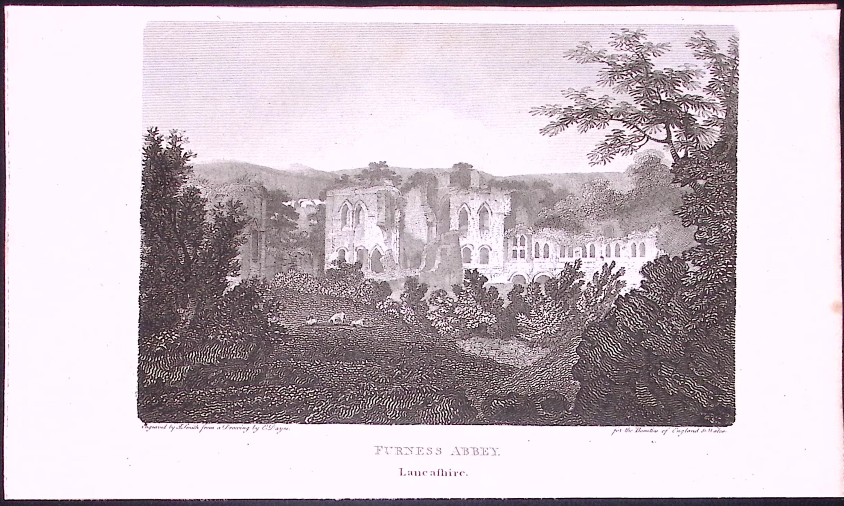 Barrow Furnace Lancashire Abbey Antique 218 Years-Old Steel-Engraving-5