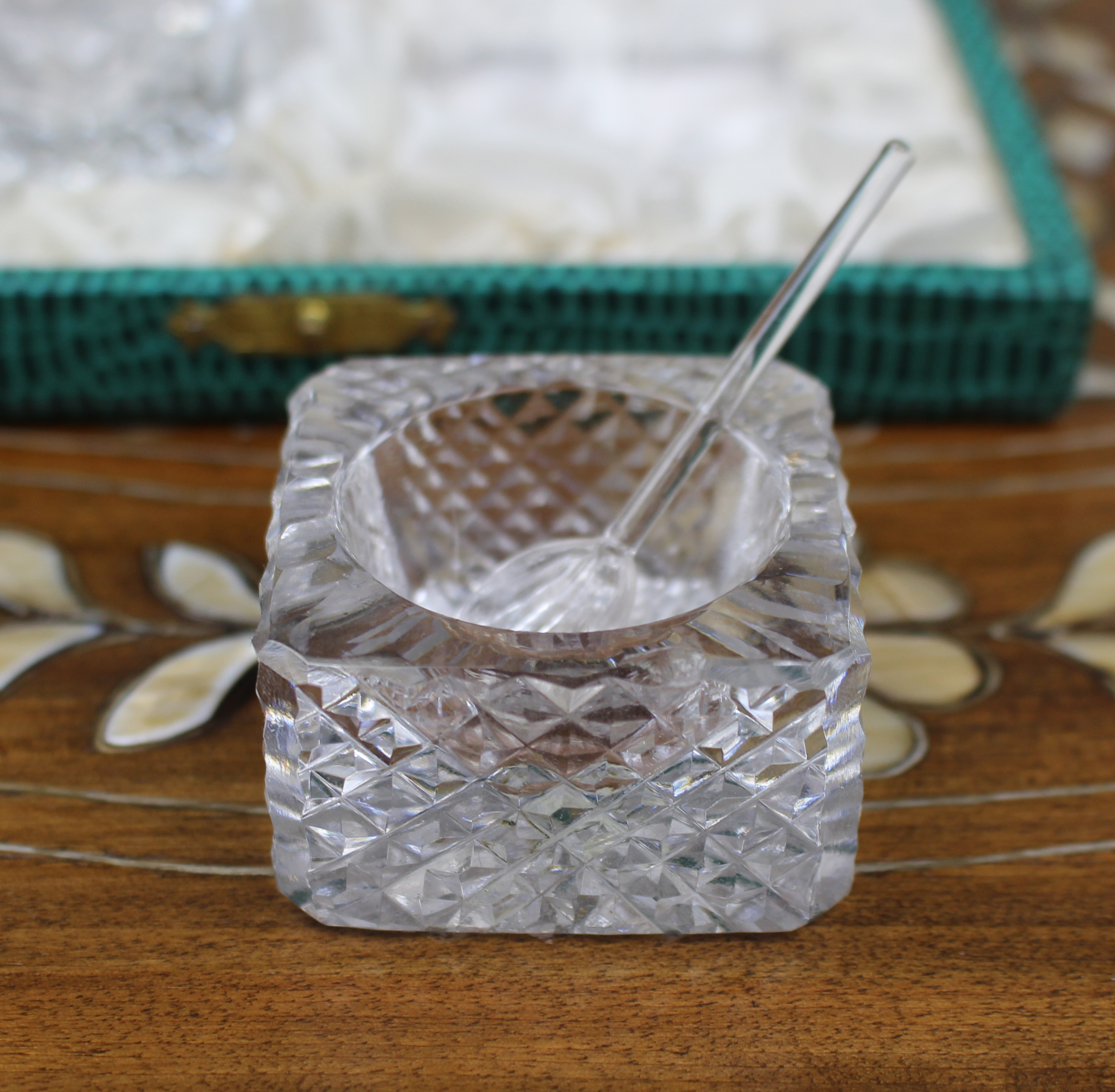 Cased Vintage French Cut Crystal Open Salts by Cristallerie Lorraine