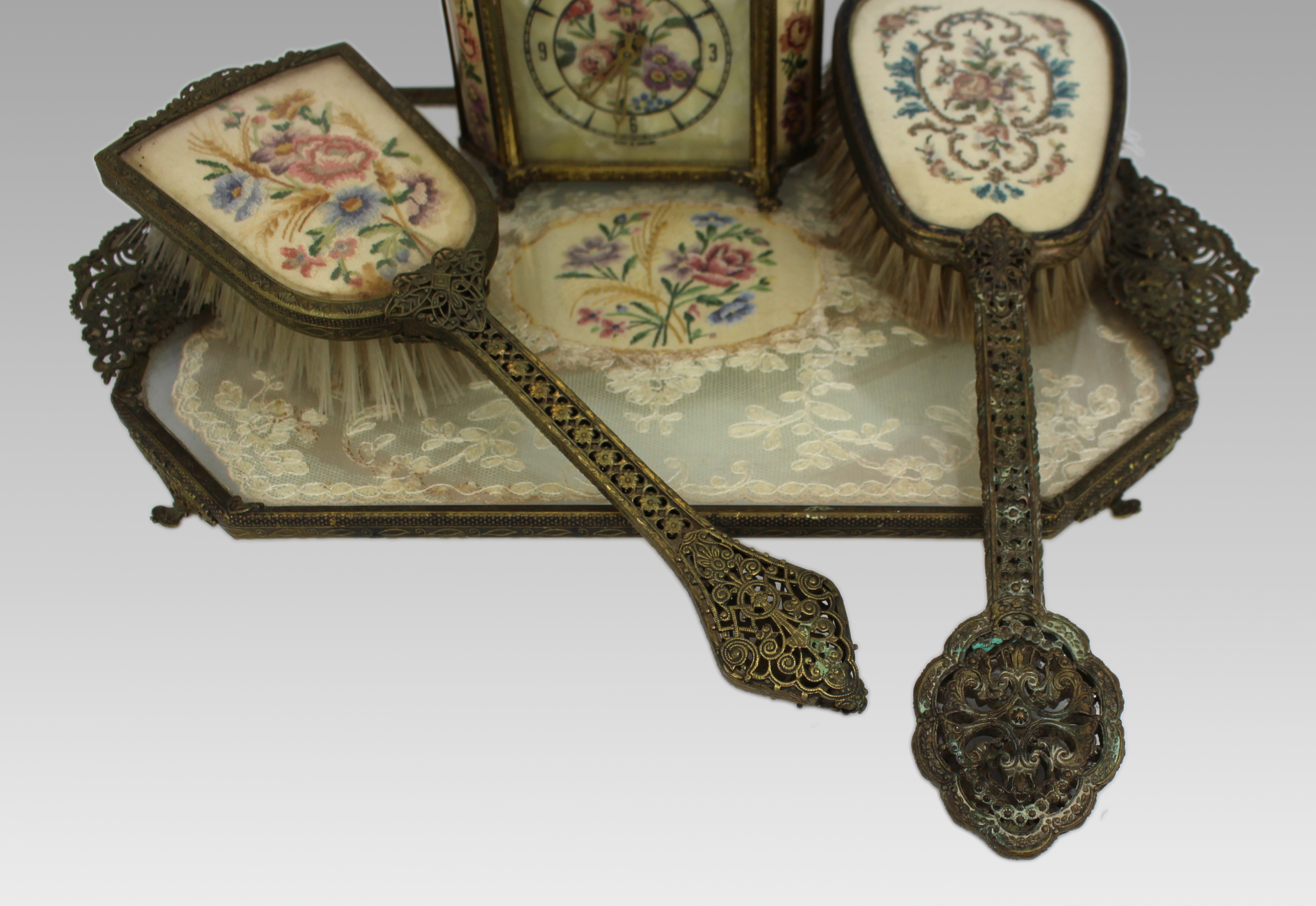 Vintage Petit Point Dressing Table Set