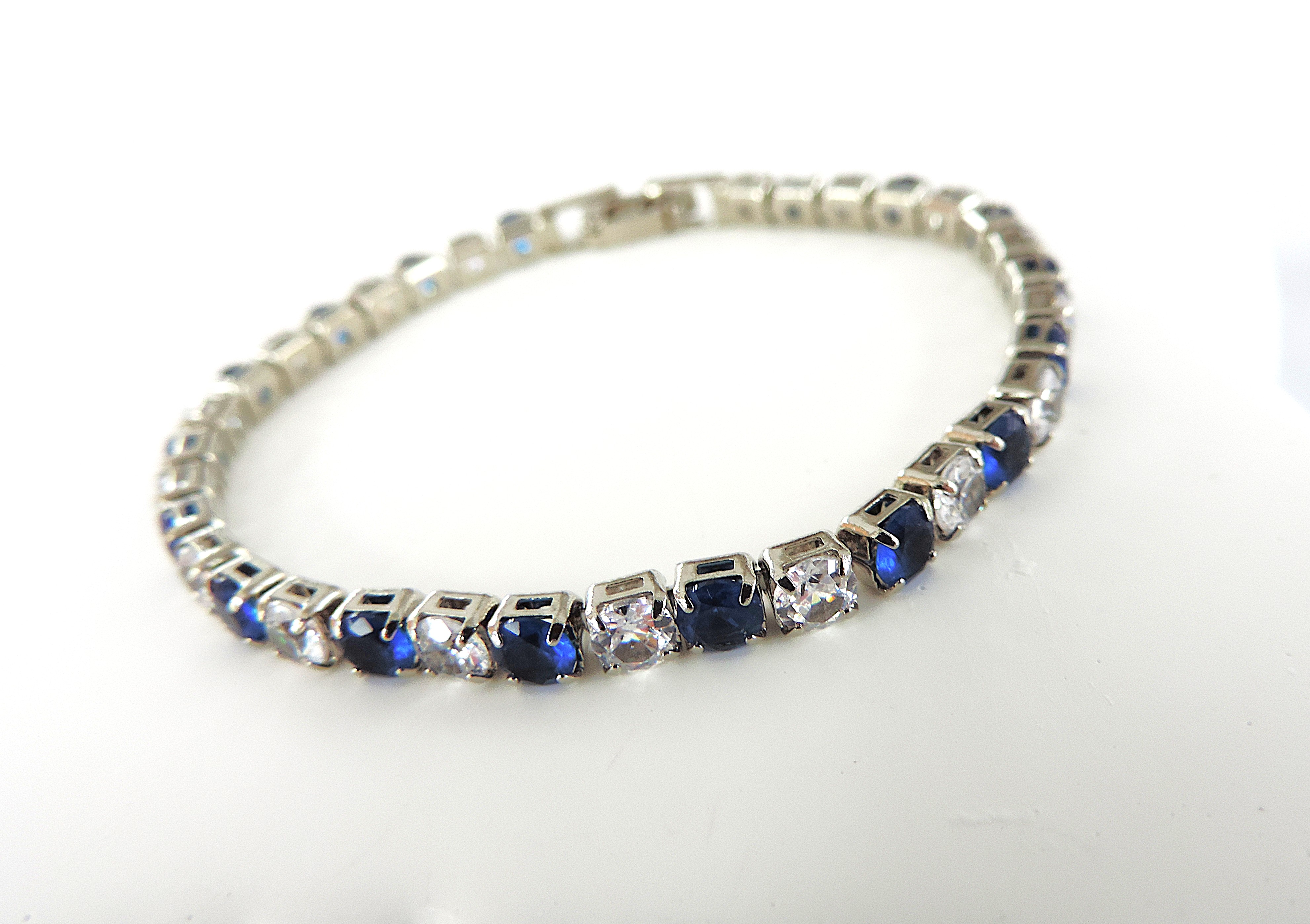 Blue & White Zircon Tennis Bracelet