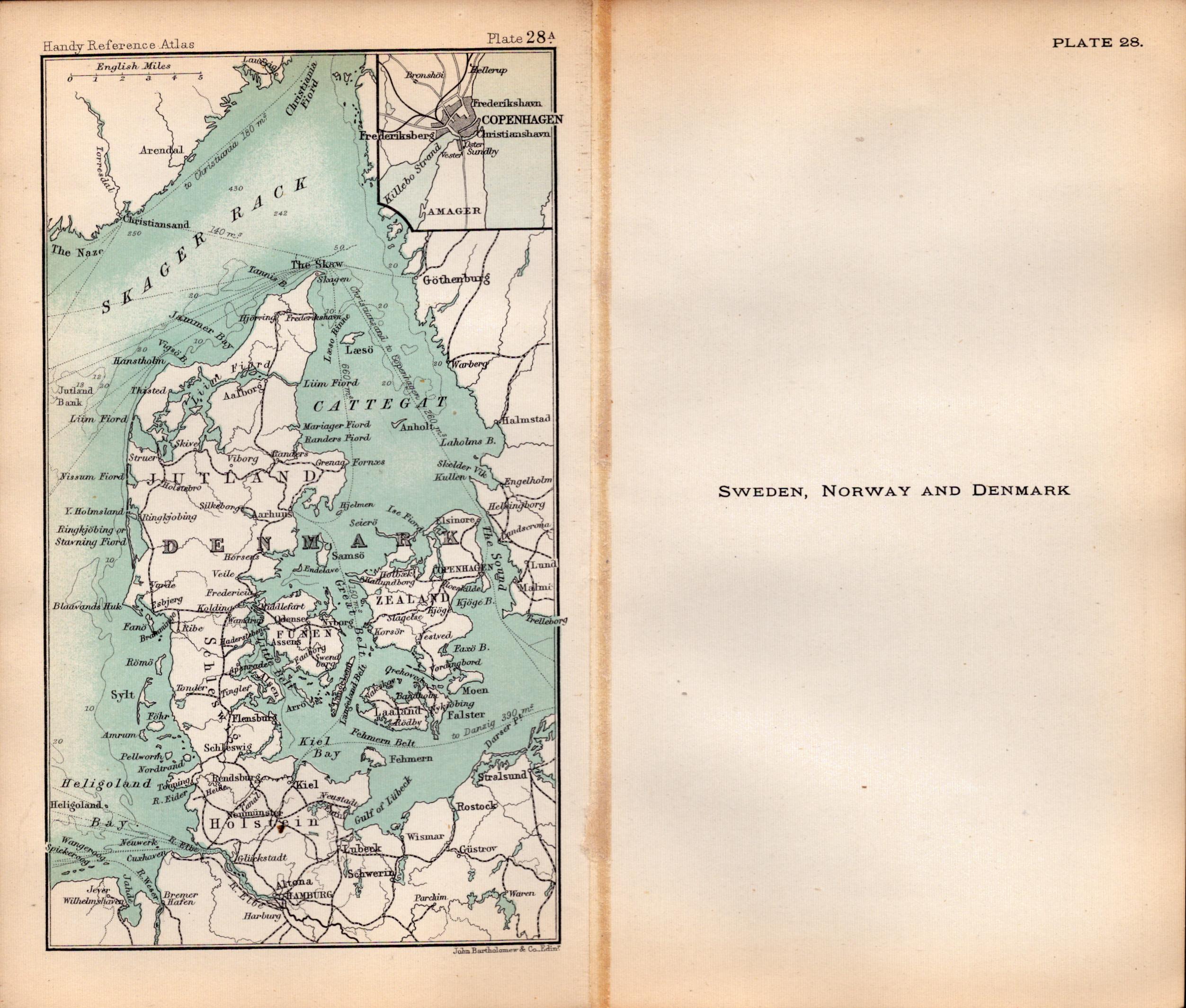Sweden Norway Denmark Area Double Sided Antique 1896 Map.