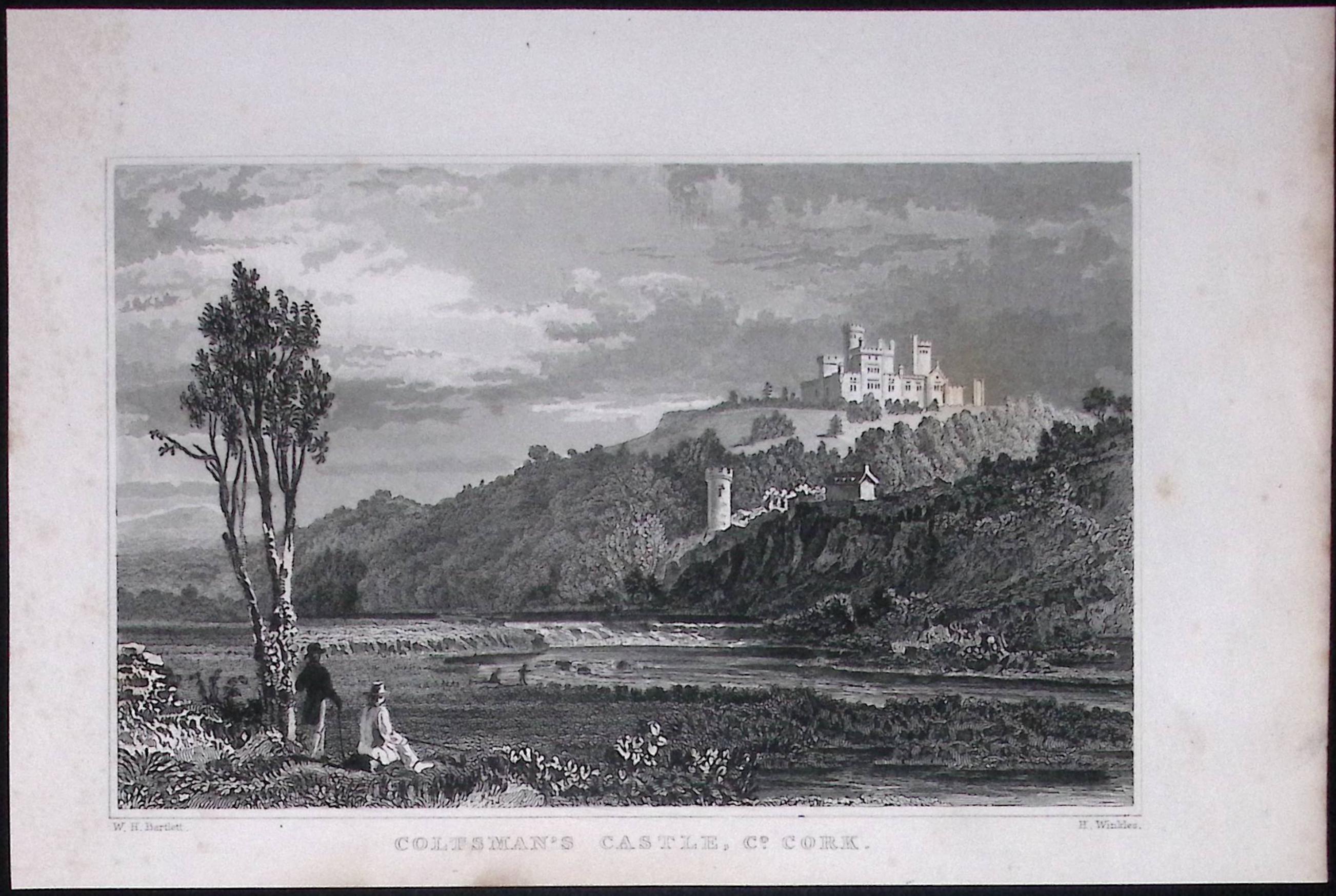 Cork Ireland Coltsman’s Castle 194 Years Old Antique Steel Engraving-2