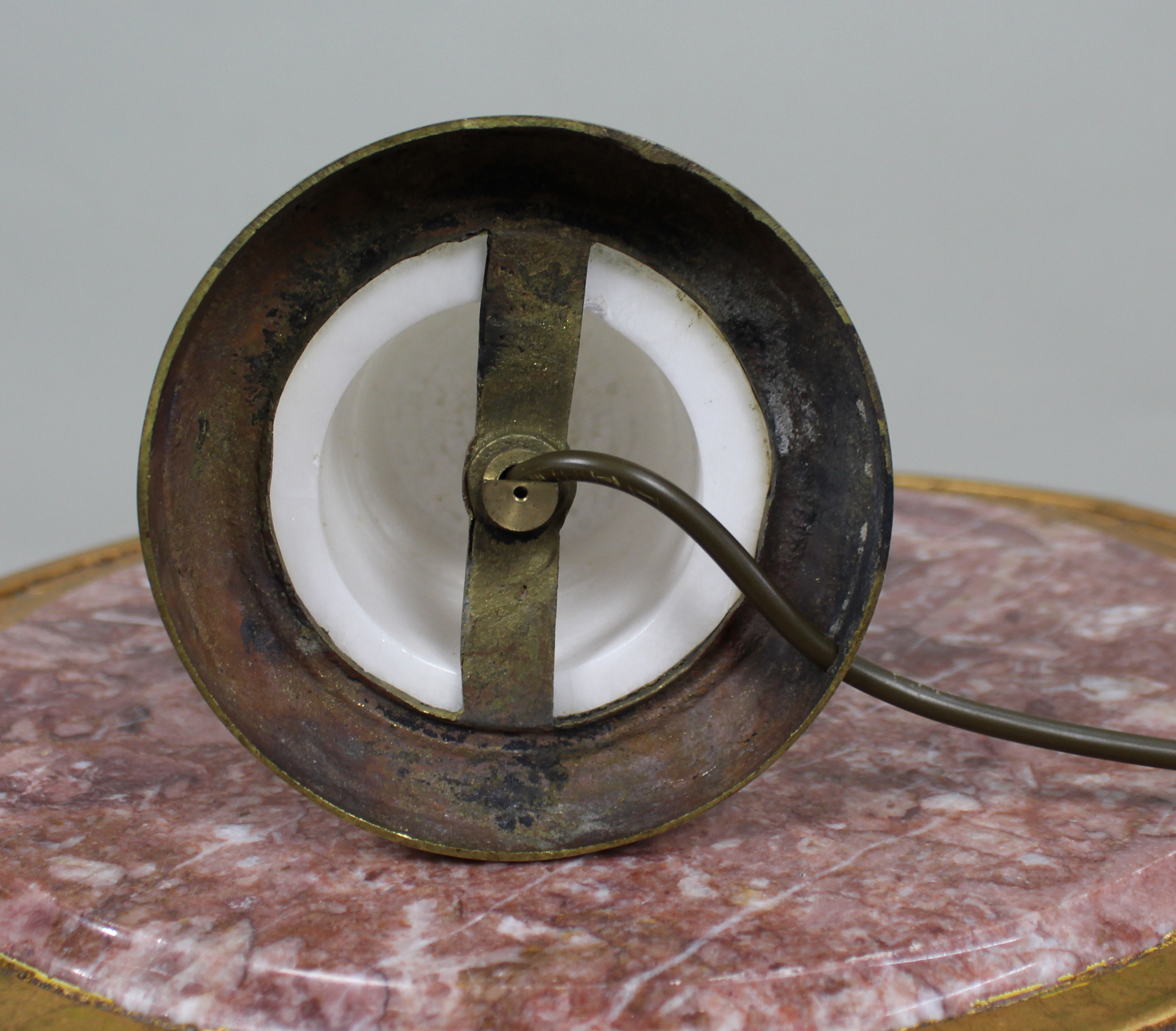 Vintage White Alabaster and Brass Table Lamp
