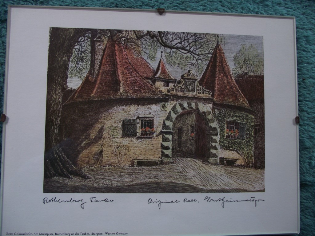 8 x Coloured Etchings of Rothenburg W. Germany By Ernst Geissendorfer - Circa 1950's