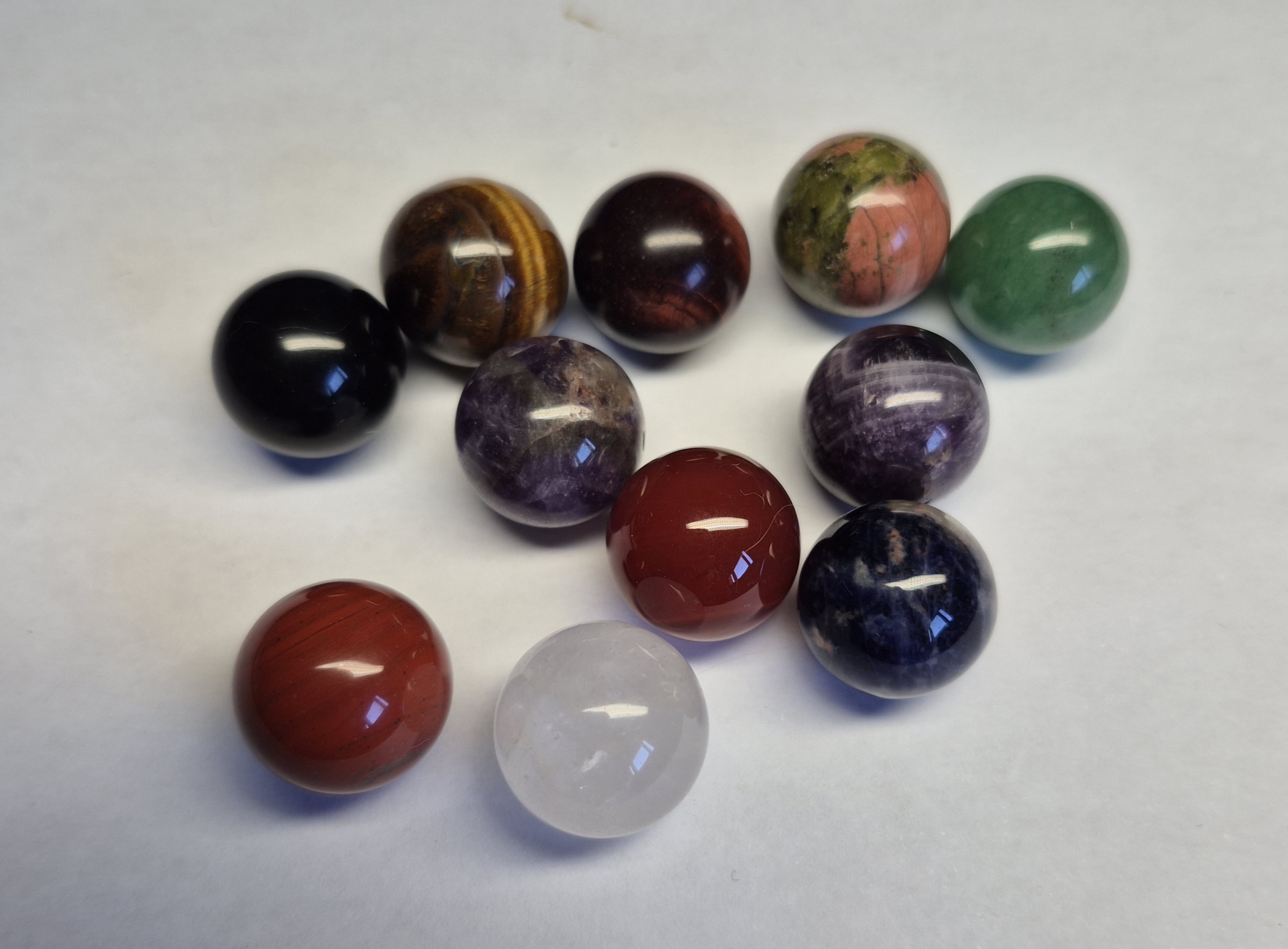 Natural Gemstone Spheres 15mm – Mixed Stones Collection
