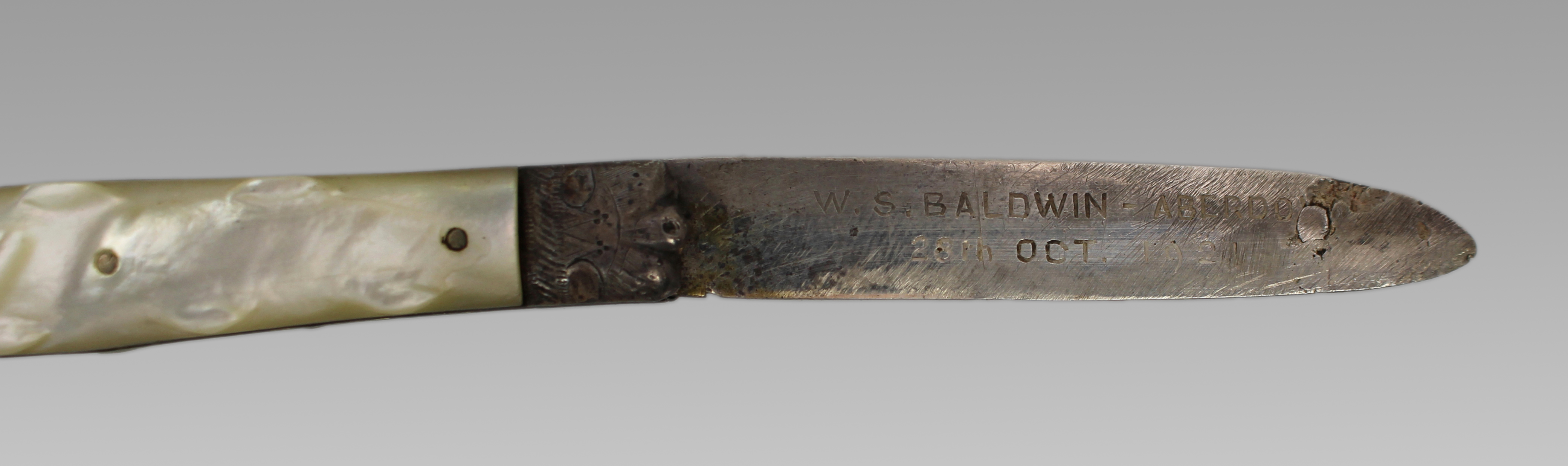 Early 20th c. Mother of Pearl Silver Handled Fruit Knife