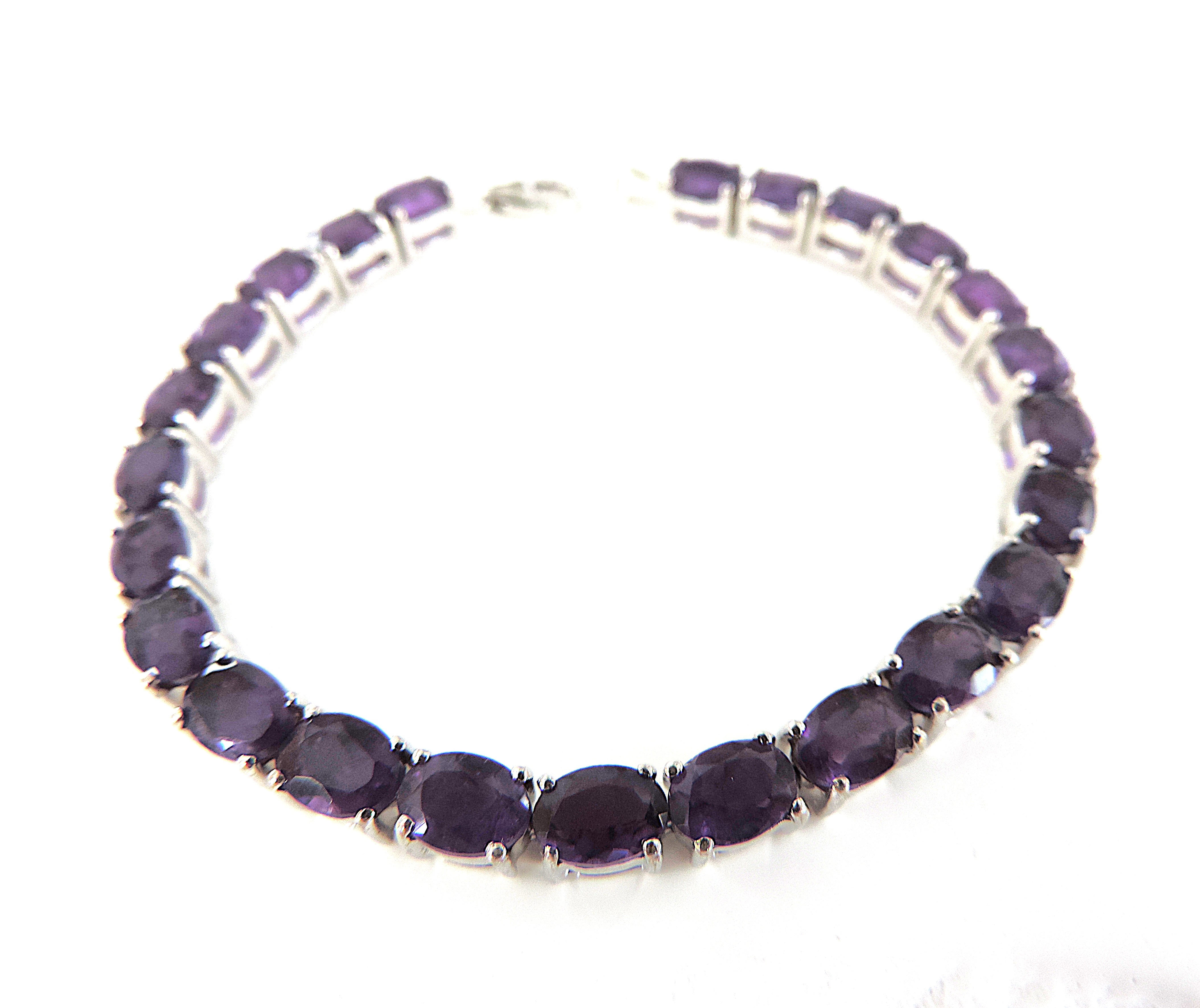 925 Sterling Silver 21 Carat Amethyst Bracelet 'New With Gift Box'