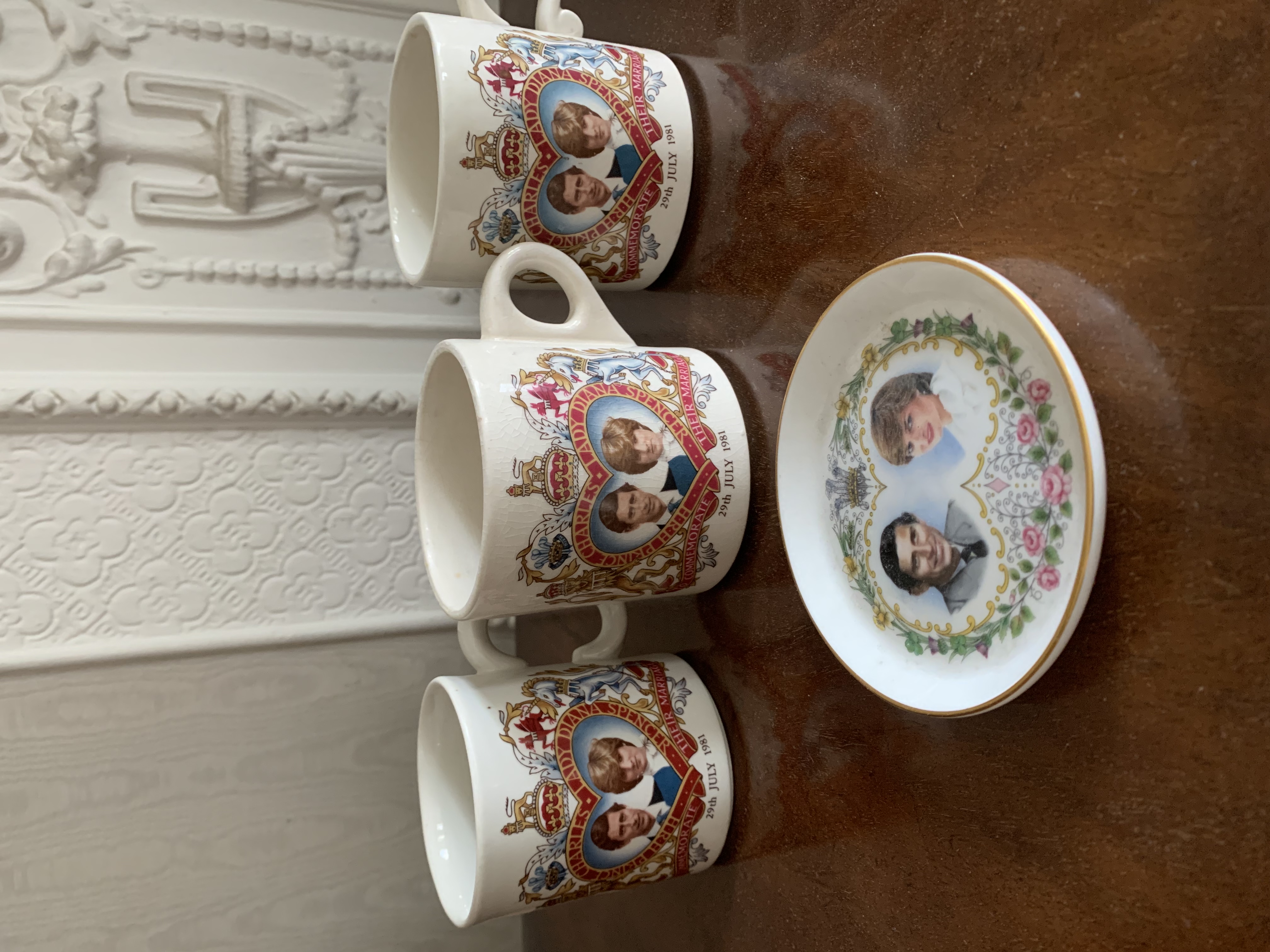 Three Charles and Diana Marriage Cups Plus Commemorative Ashtray.