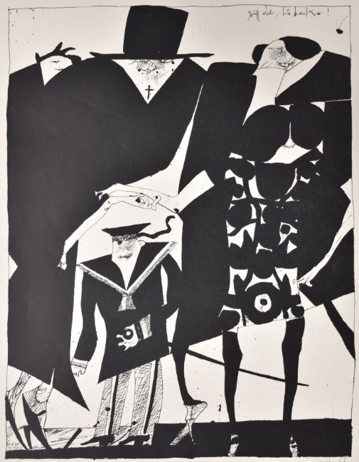 Horst Janssen (1929 -95) Large Screenprint DaDa Surrealist Original Radierung On Wove, Ltd Ed, 1966