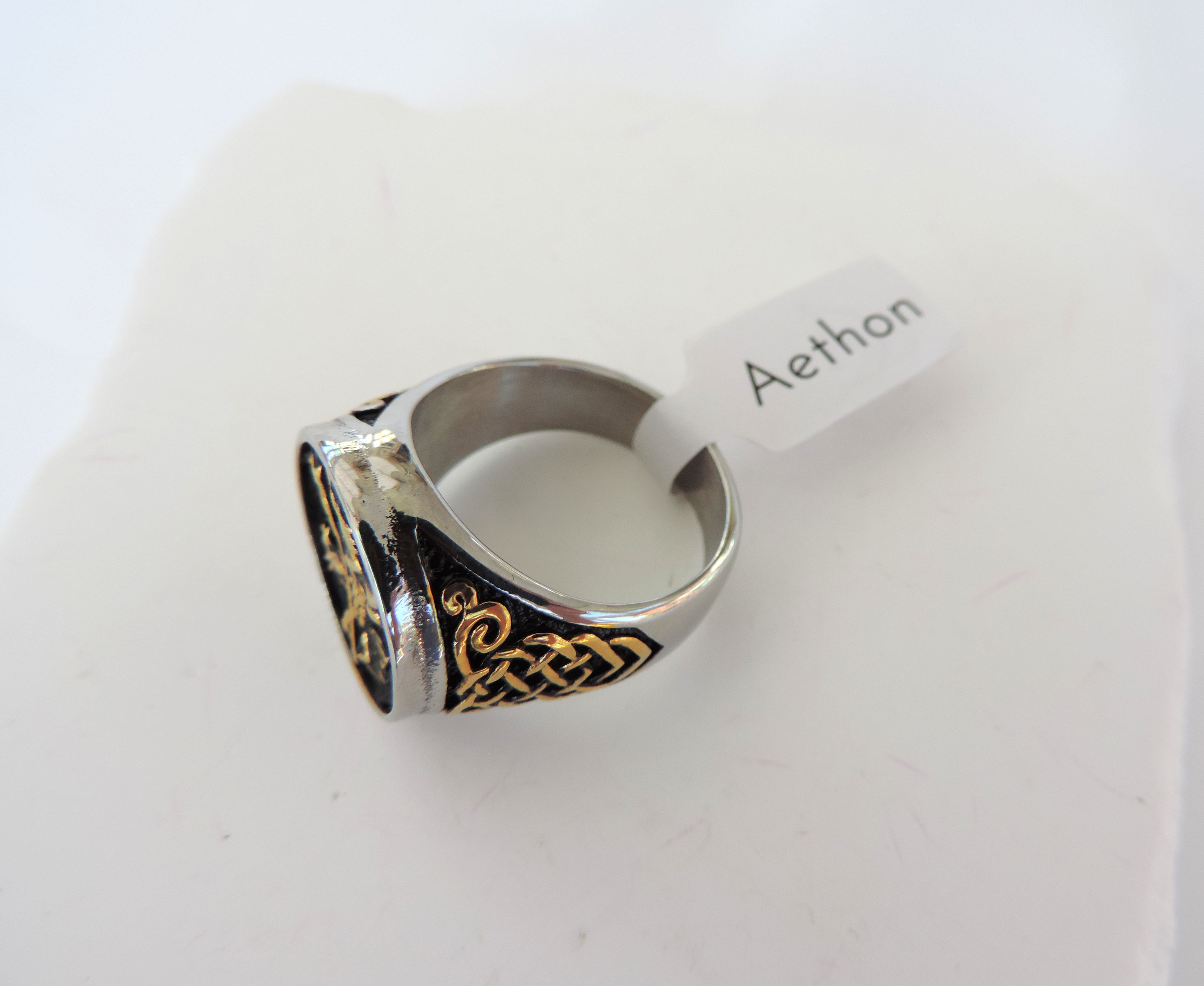 Aethon Titanium Stainless Steel Gold Plated Saint George Ring 'New'