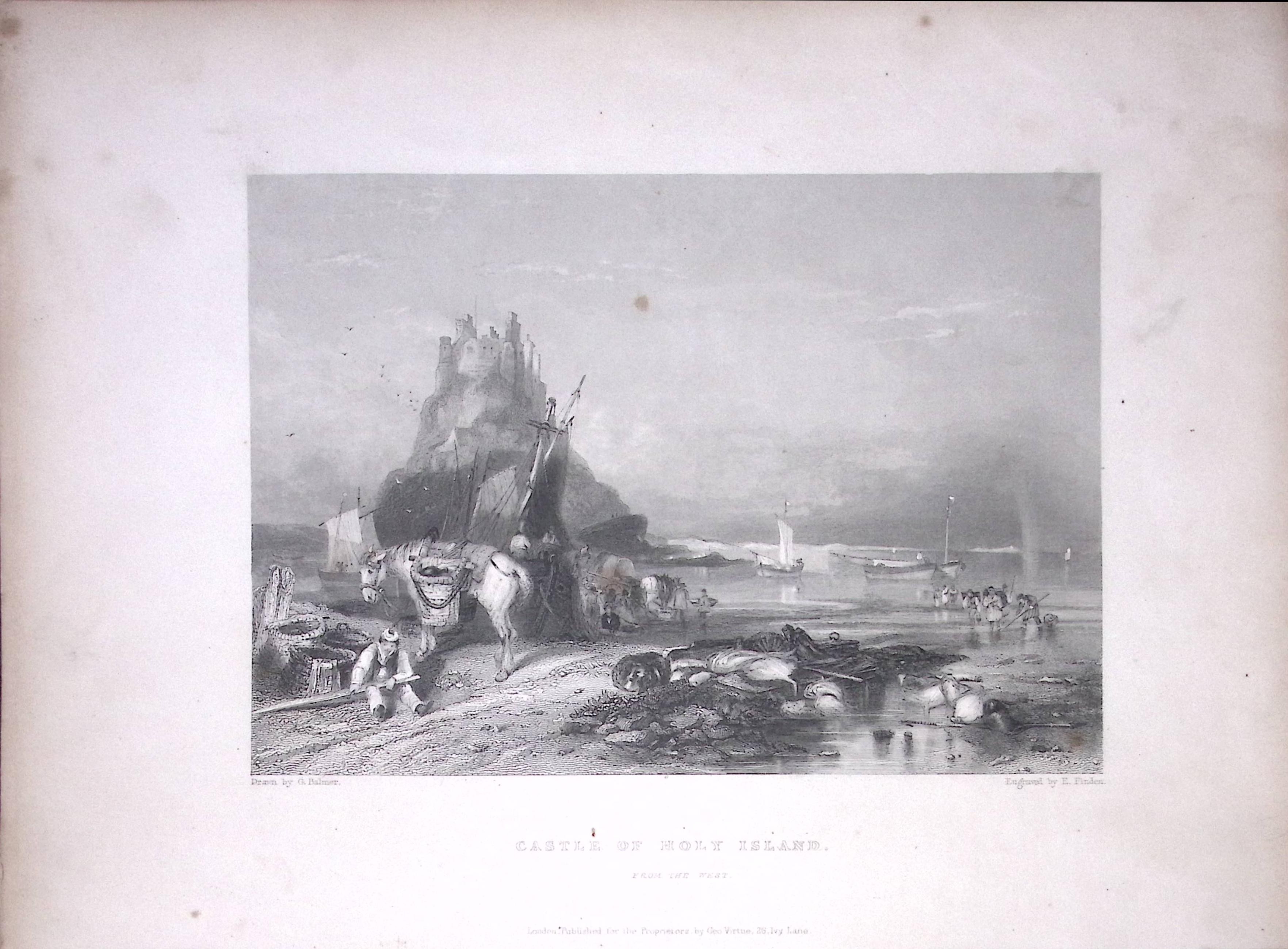 Holy Island Castle WH Bartlett 1842 Antique Steel Engraving-6-TR
