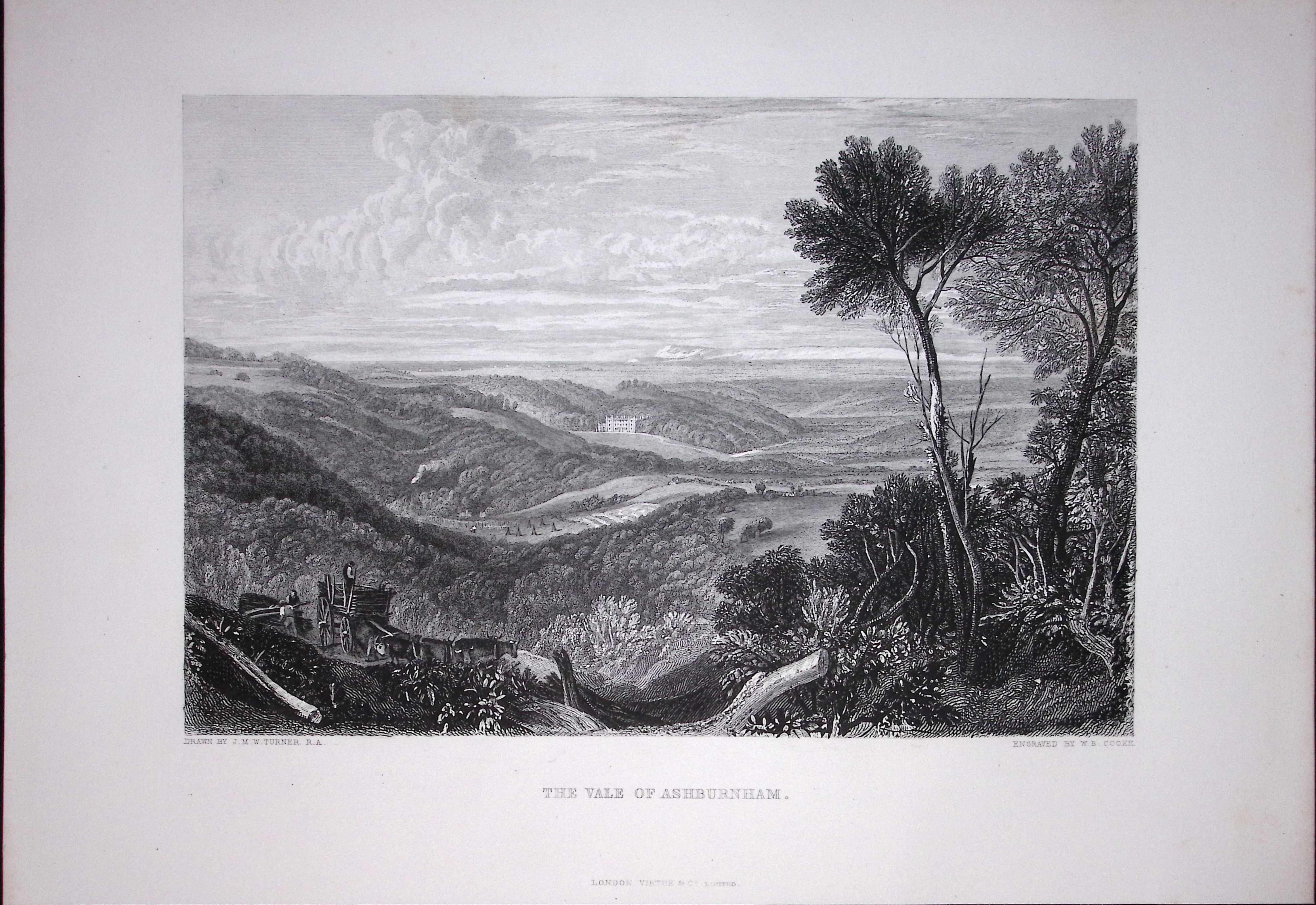 J.M.W Turner The Vale of Ashburnham Sussex Antique Steel Engraving-50-TR