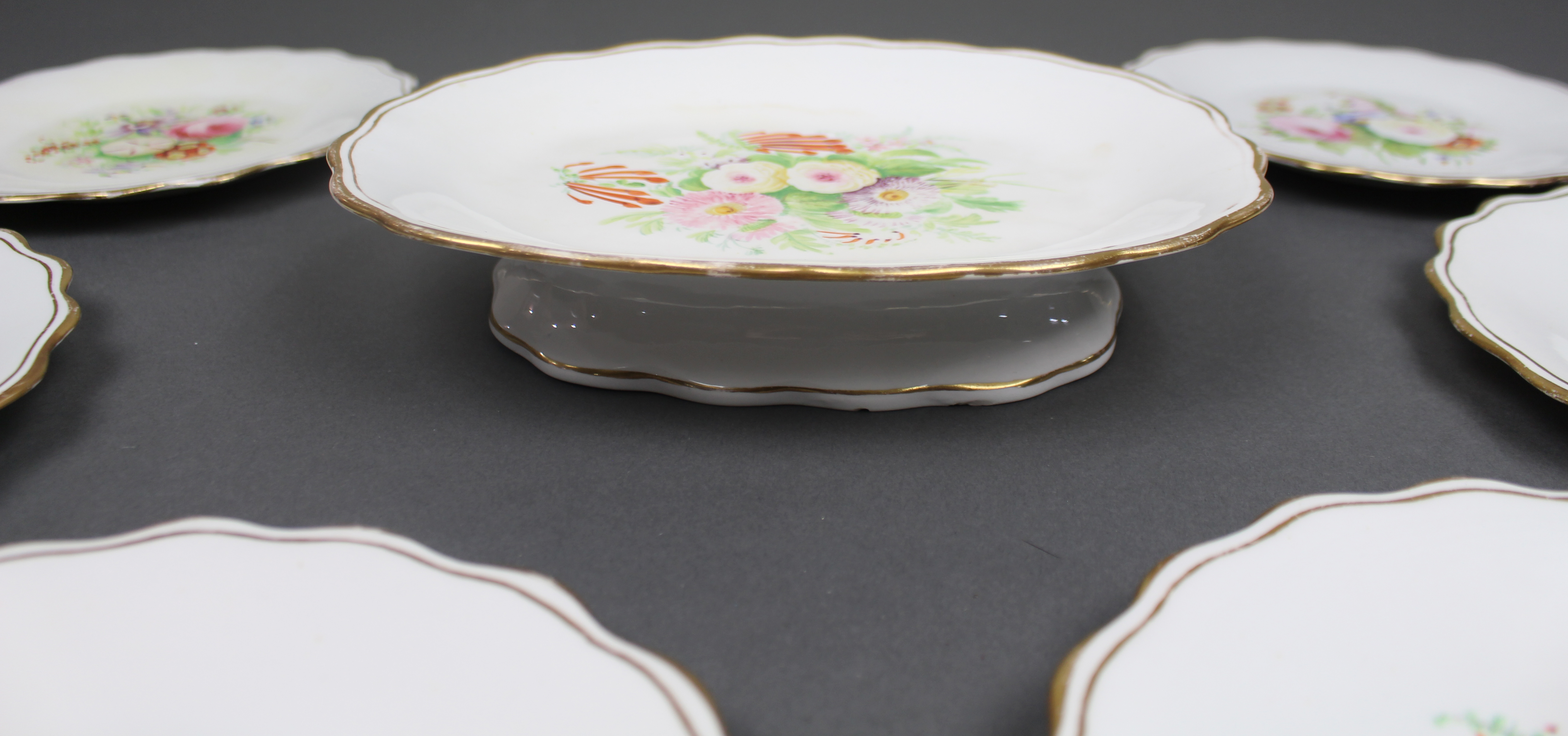 7 Piece Hand Decorated Floral Dessert Set
