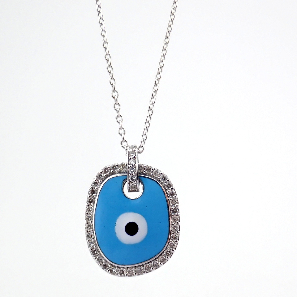 Natural Diamond 18K White Gold Necklace