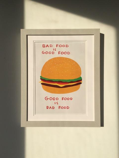 David Shrigley OBE (b 1968) ‘Bad Food Good Food’, Shrig Mini Series Offset Lithograph, Framed, Editi