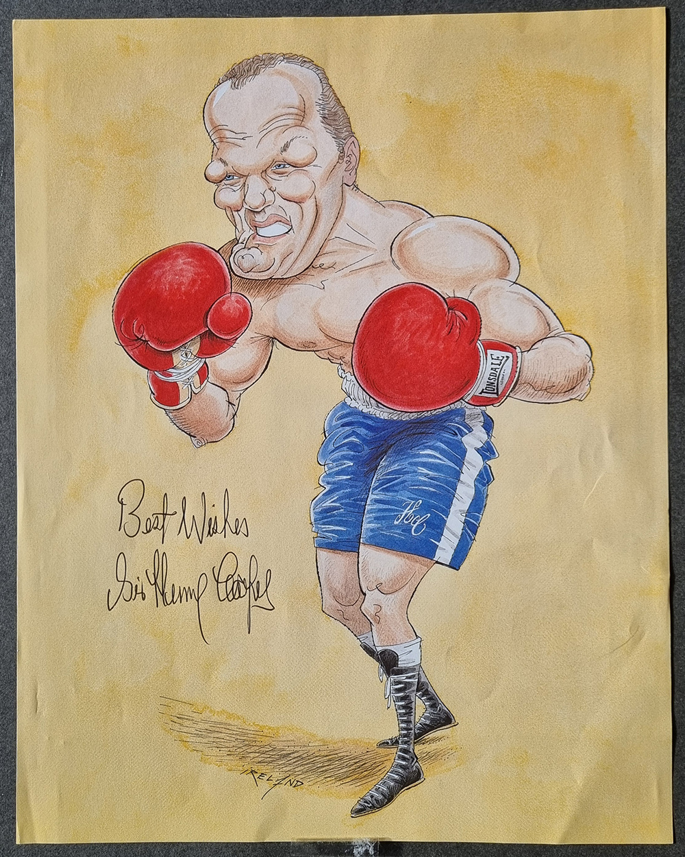 Sir Henry Cooper Signed Caricature Photo