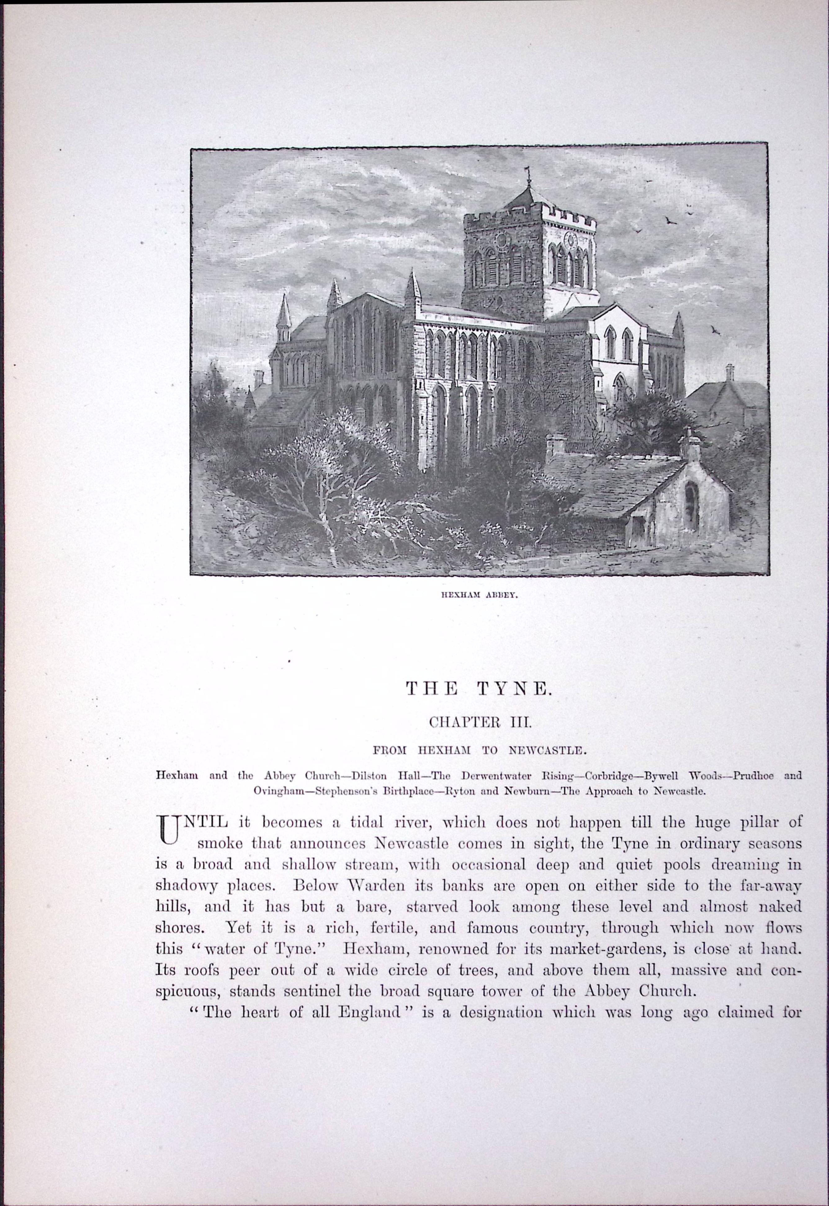 Northumberland Hexham Abbey Antique 134 Years-Old Illustration-3-C