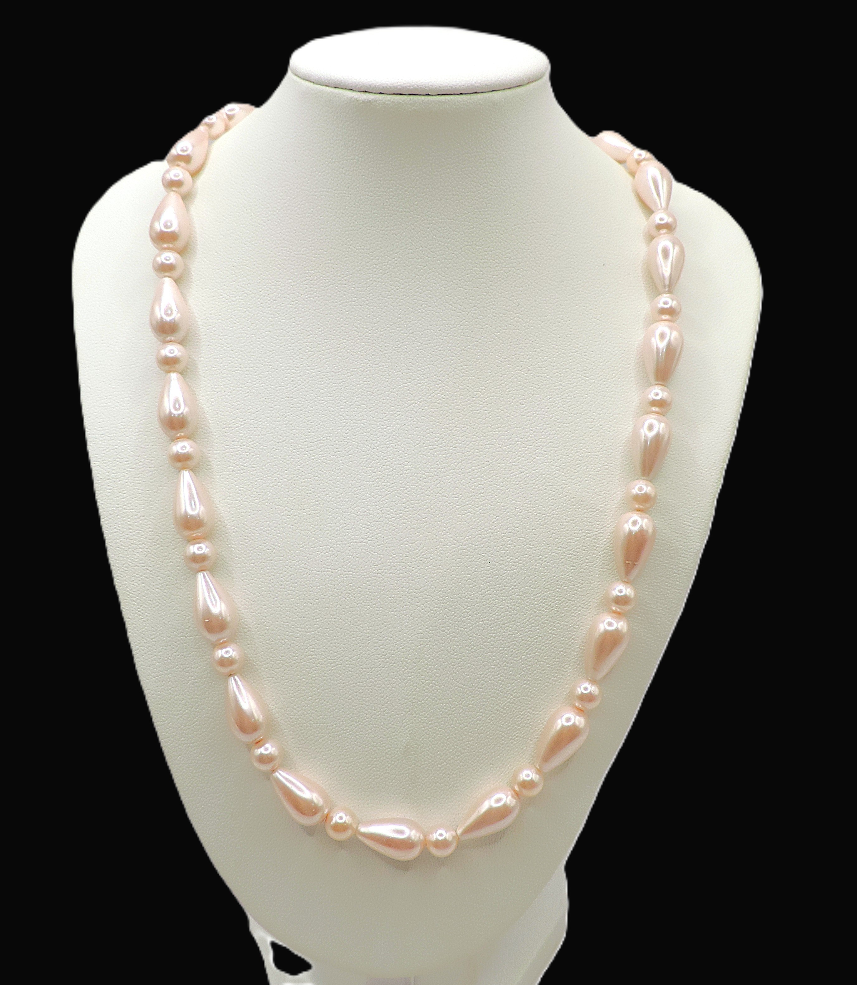 Rose Shell Bead Necklace Sterling Silver Clasp New With Gift Pouch