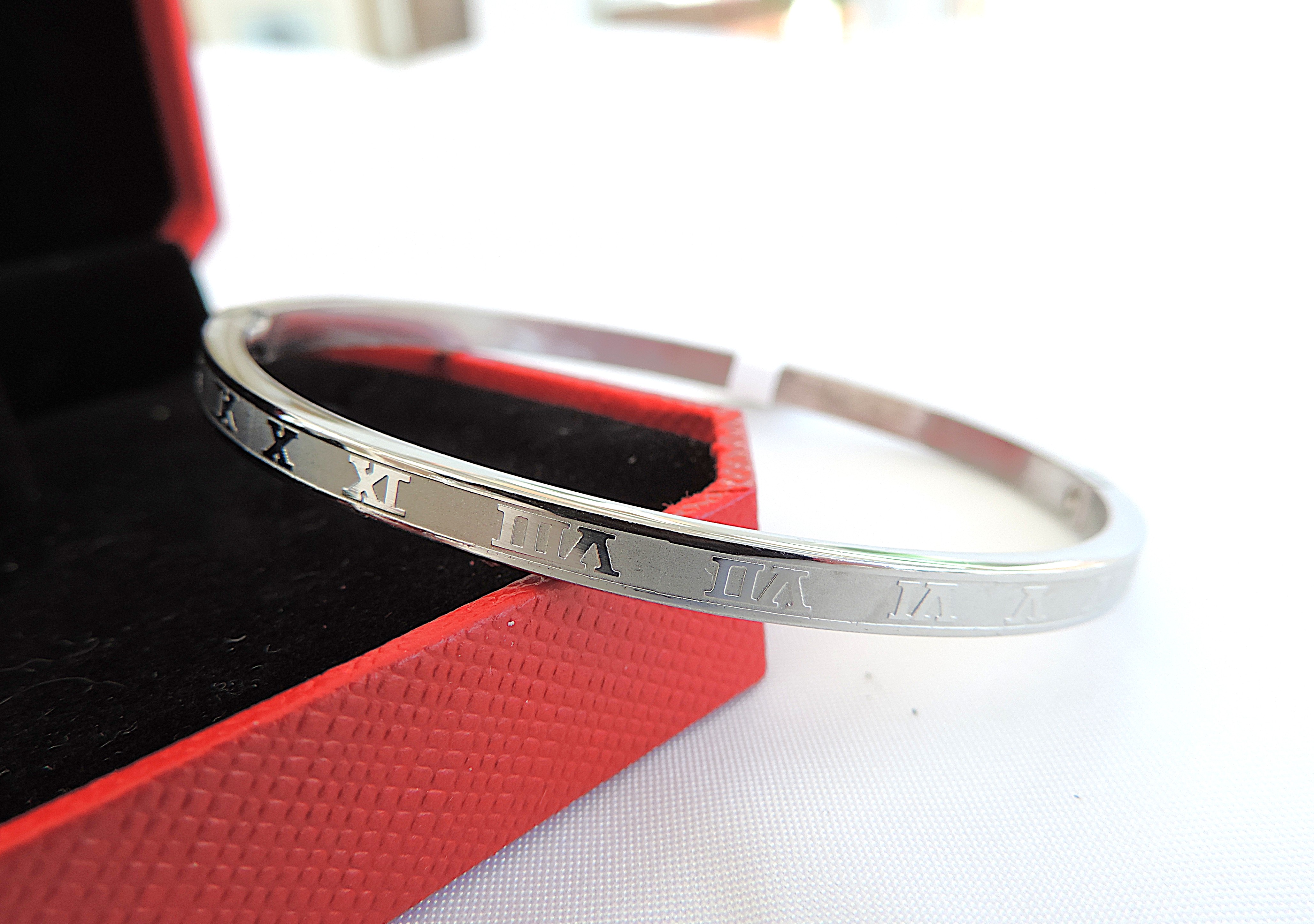 Orrevé Roman Numeral Stainless Steel Hinged Bangle/Bracelet 'New'